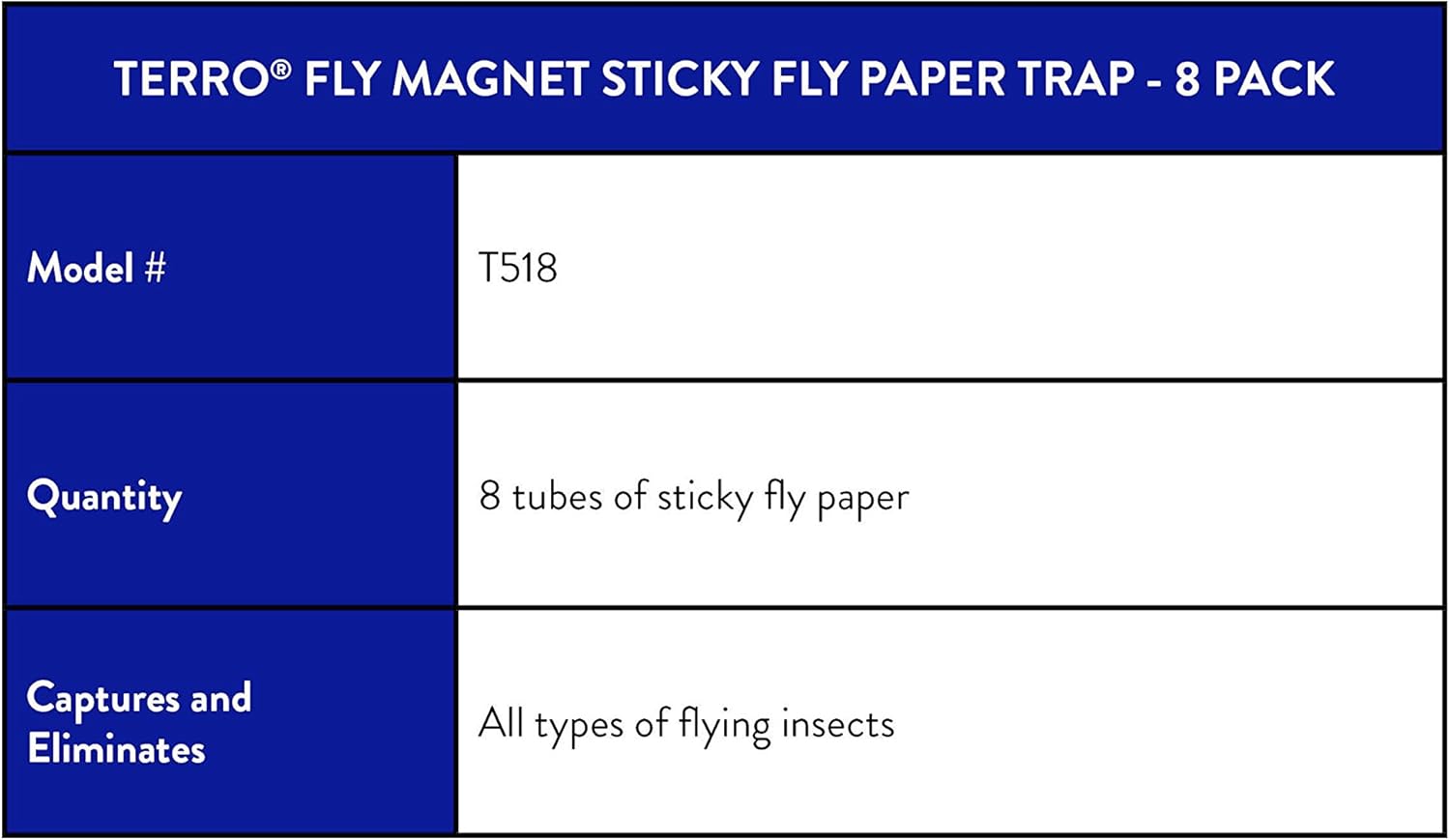 TERRO T518 Fly Magnet Indoor Housefly, 8 Count Pack, Sticky Fly Trap Indoor Hanging