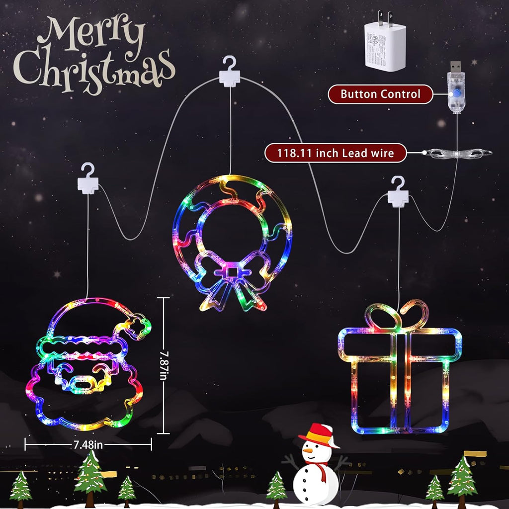 LOLStar Halloween Lights Decorations 2025 3-Pack Orange Pumpkin White Ghost Purple Bat Window Lights with Suction Cups, Battery Operated Halloween LED Lights Window Decor Slow Fade Mode and Timer