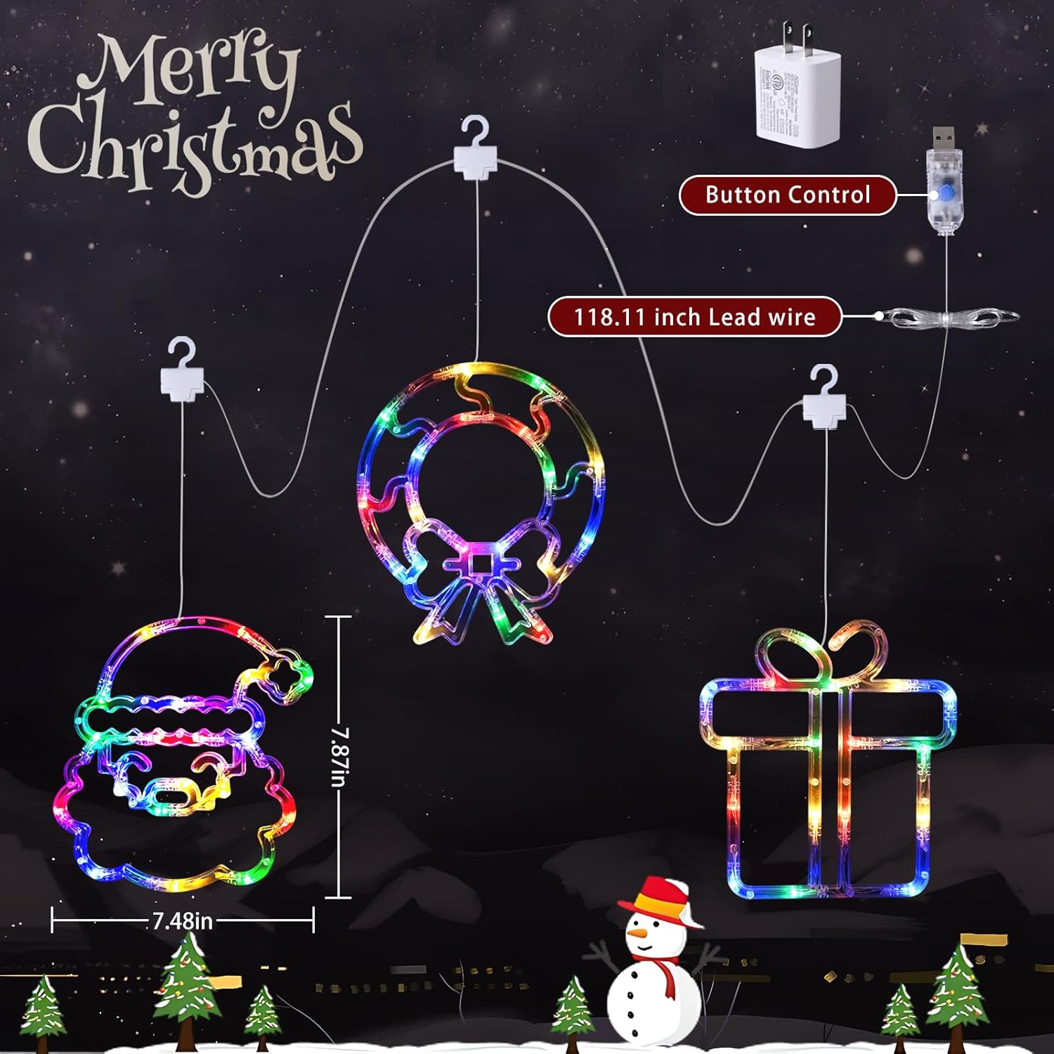 LOLStar Halloween Lights Decorations 2025 3-Pack Orange Pumpkin White Ghost Purple Bat Window Lights with Suction Cups, Battery Operated Halloween LED Lights Window Decor Slow Fade Mode and Timer