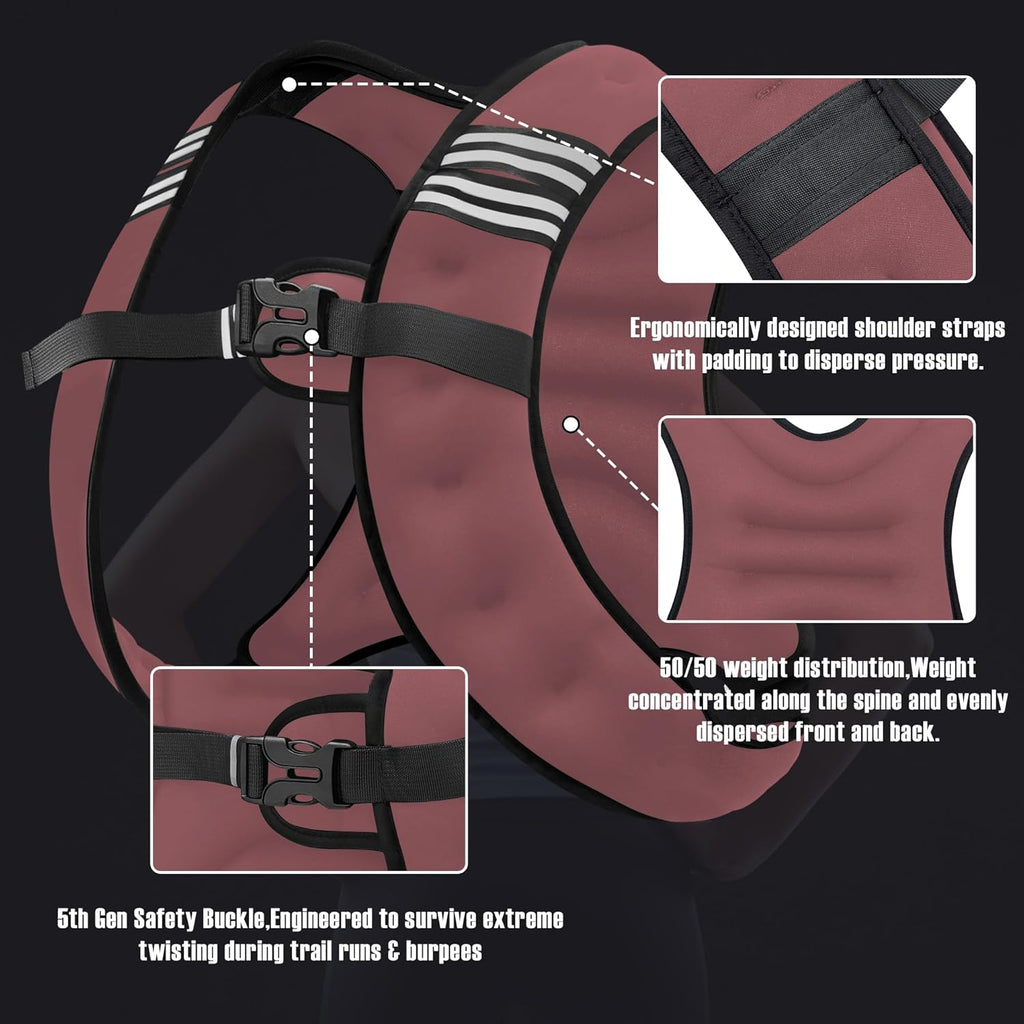Weighted Vest Men or Women - 5/10/15/20/25/30lbs Weights with Reflective Stripe, Weighted Vest for Workout Equipment for Strength Training Running - Walking Weight Loss