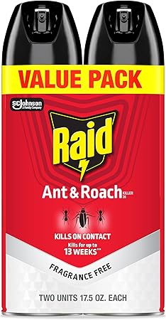 Raid Ant & Roach Killer 26, Fragrance Free Bug Killer for Home Use, Kills Bugs on Contact, 17.5 Oz, 2 Count