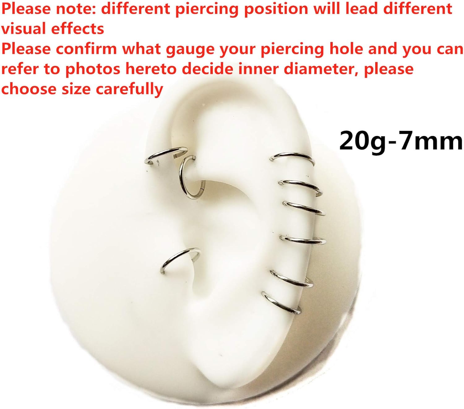 ORANGELOVE Hypoallergenic Nose Rings 20G 18G 16G 14G 12G 10G 8G 316l Surgical Steel Septum Jewelry Hinged Segment Ring Body Piercing Nose Hoop Lip Rings Nose Helix Cartilage Rook Earrings
