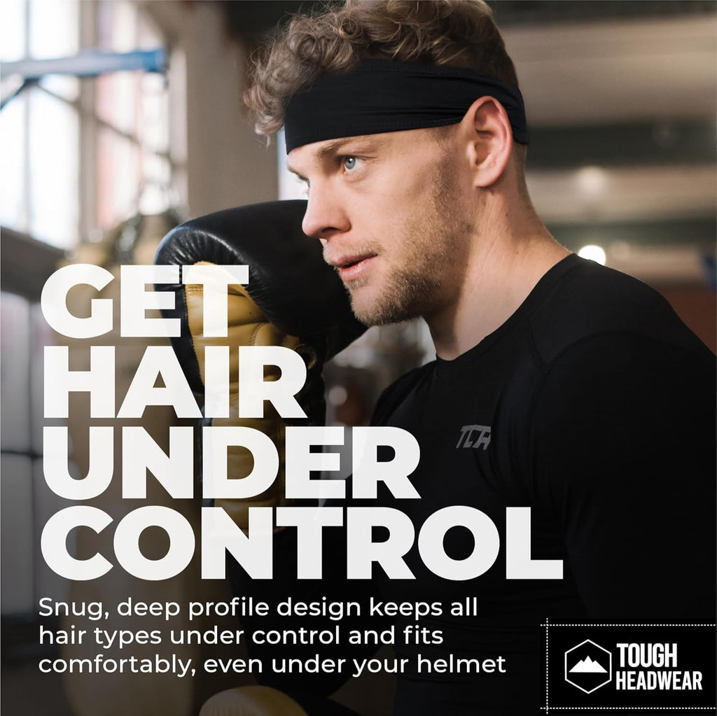 Tough Outfitters Headband for Men - Mens Headbands - Working Out Sports Performance Head Bands - Athletic Cycling Running Sweat Band, Football Headbands - Sweat Bands Men/Women