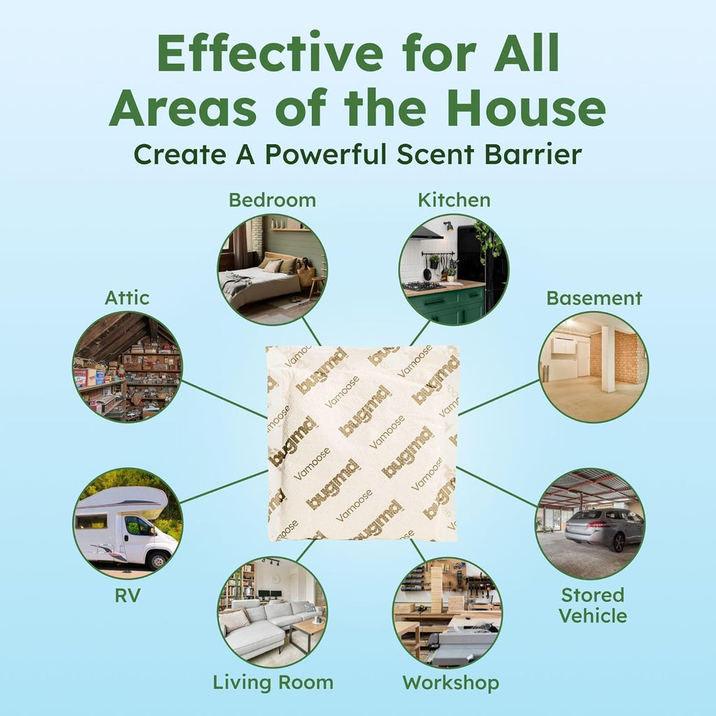 BugMD Vamoose Rodent Repellent Pouches (1 Pack, 4 Pouches) Plant-Powered Rat Repellent, Mouse Deterrent, Indoor & Outdoor Mice Repellent, Best Mouse Repellent, Natural Rat & Mouse Repellent