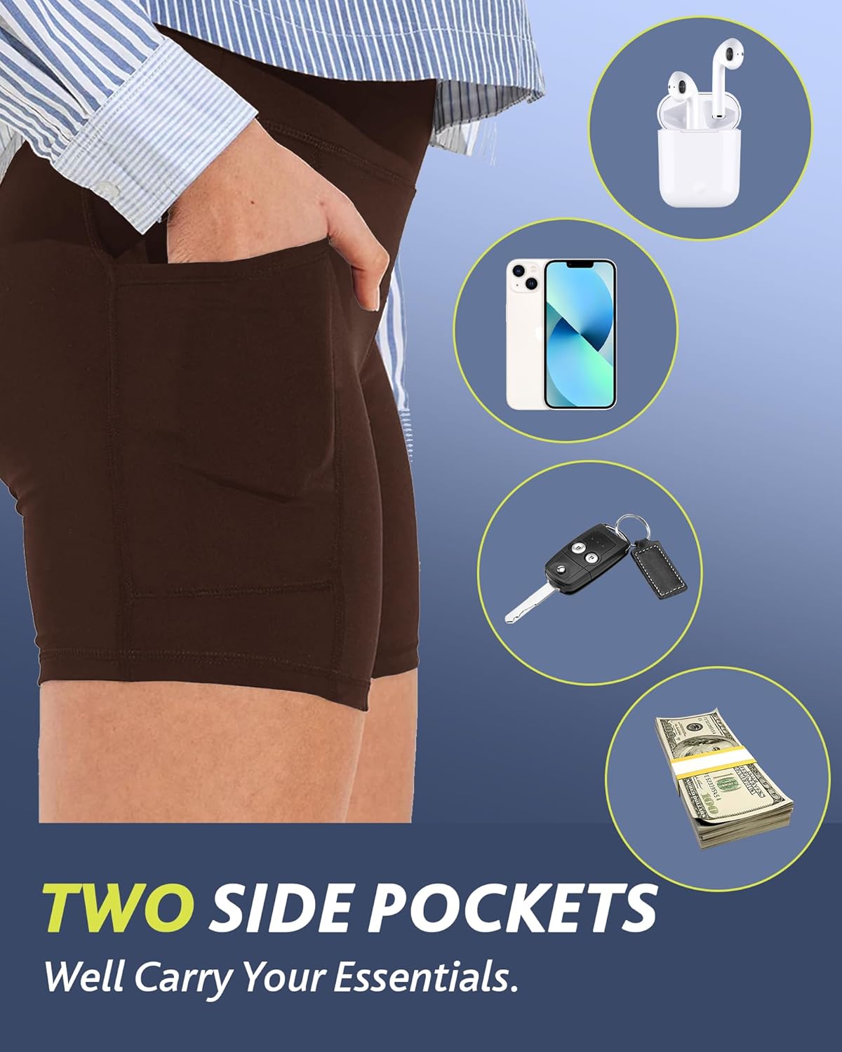 CAMPSNAIL Biker Shorts Women with Pockets - 3"/5"/8" High Waisted Workout Spandex Tummy Control Gym Running Yoga Shorts