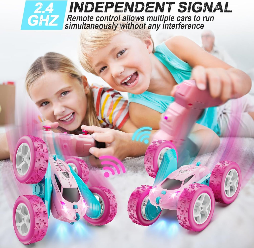 Remote Control Car, RC Cars Toys for Kids Ages 6-12, 4WD Stunt Car with LED Lights & 360° Flips, 2.4GHz, Upgraded USB-C Modular Batteries, 8-10 Year Old Boys Birthday Gift 1-Blue