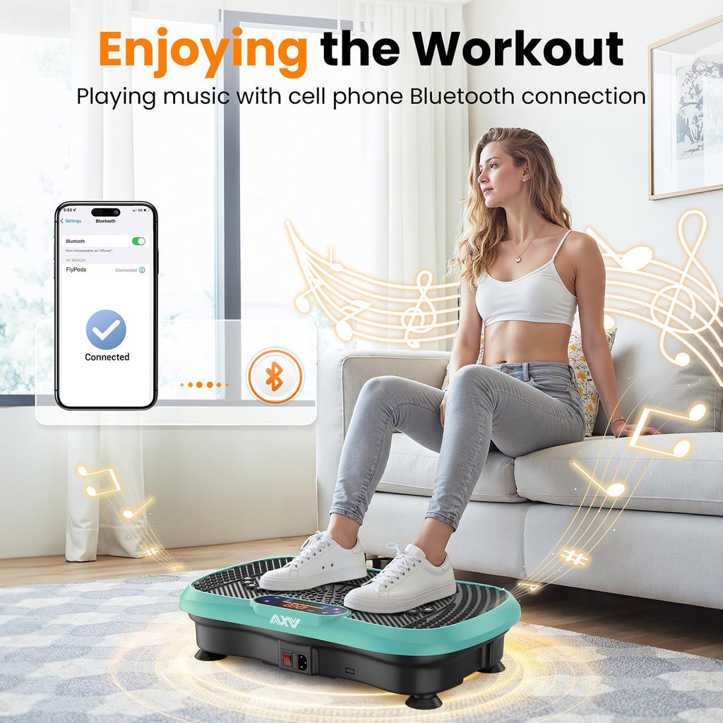 AXV Vibration Plate Fitness Platform Exercise Machine Vibrating Shaking Full Body Shaker Workout Vibrate Stand Shake Board Sport Gym for Weight Loss Fat Burner for Women Men