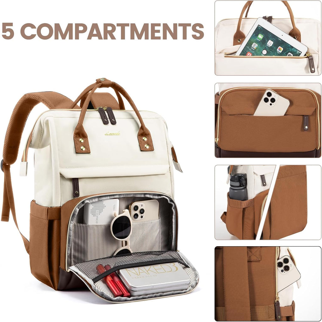 LOVEVOOK Laptop Backpack for Women, 15.6 Inch Work Business Backpacks Purse With Large Capacity, Waterproof Nurse Bag College Bookbag for School, Waterproof Casual Daypack for Travel