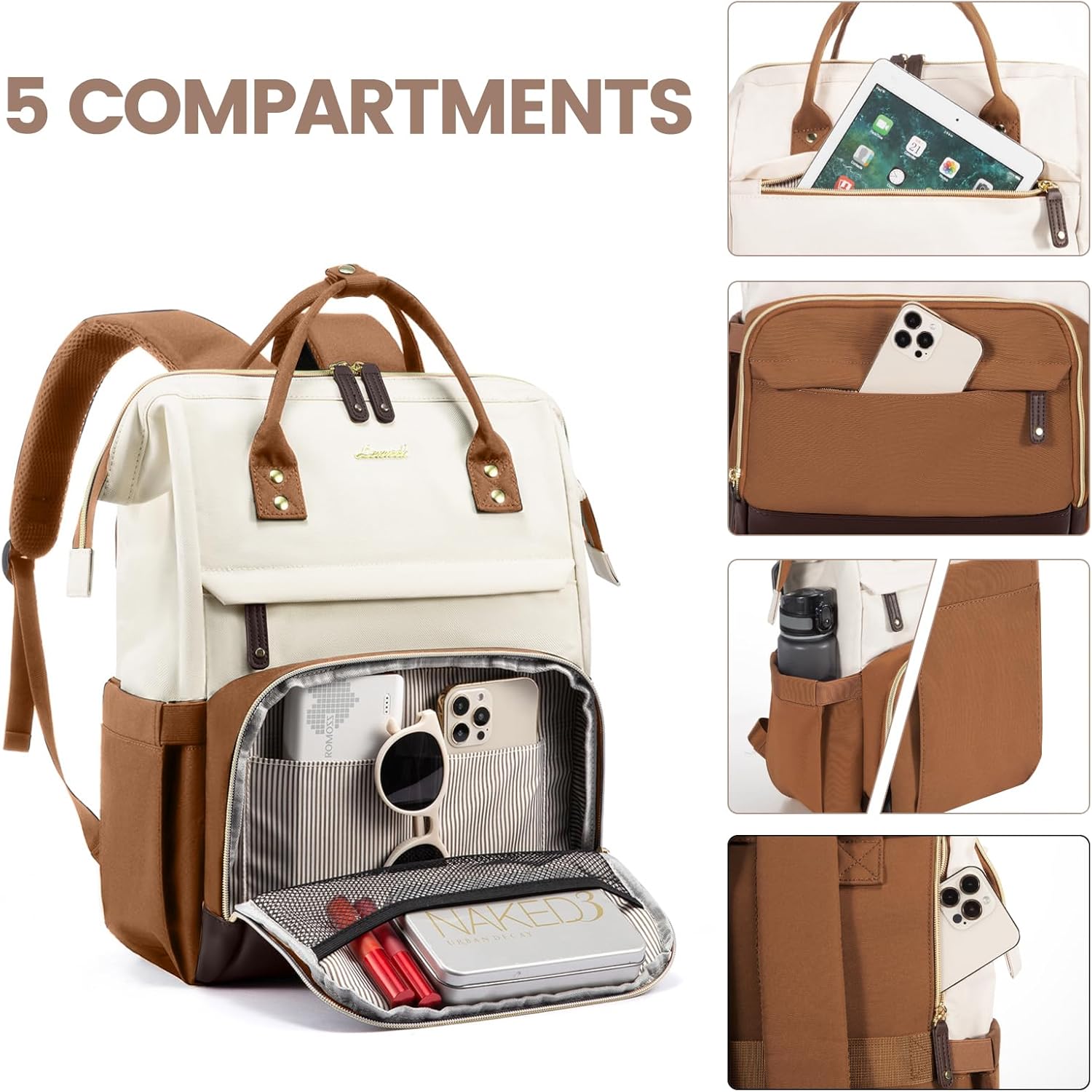 LOVEVOOK Laptop Backpack for Women, 15.6 Inch Work Business Backpacks Purse With Large Capacity, Waterproof Nurse Bag College Bookbag for School, Waterproof Casual Daypack for Travel