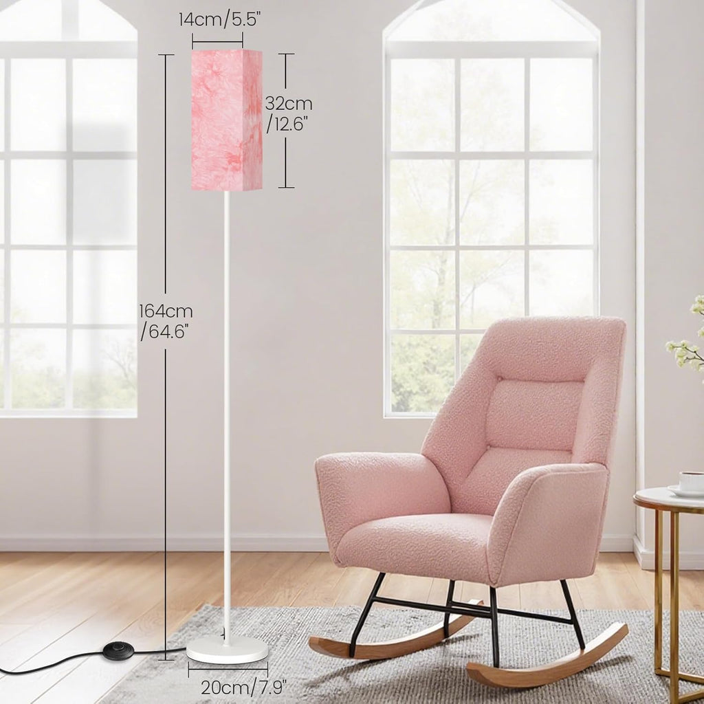 64.6" Floor Lamp, Pole with Foot Switch, Modern Standing Lamp Lampshade, Minimalist Freestanding Lamp (Bulb Not Included), for Living Room, Bedroom Office ETL Listed, Black and Beige E07LD05