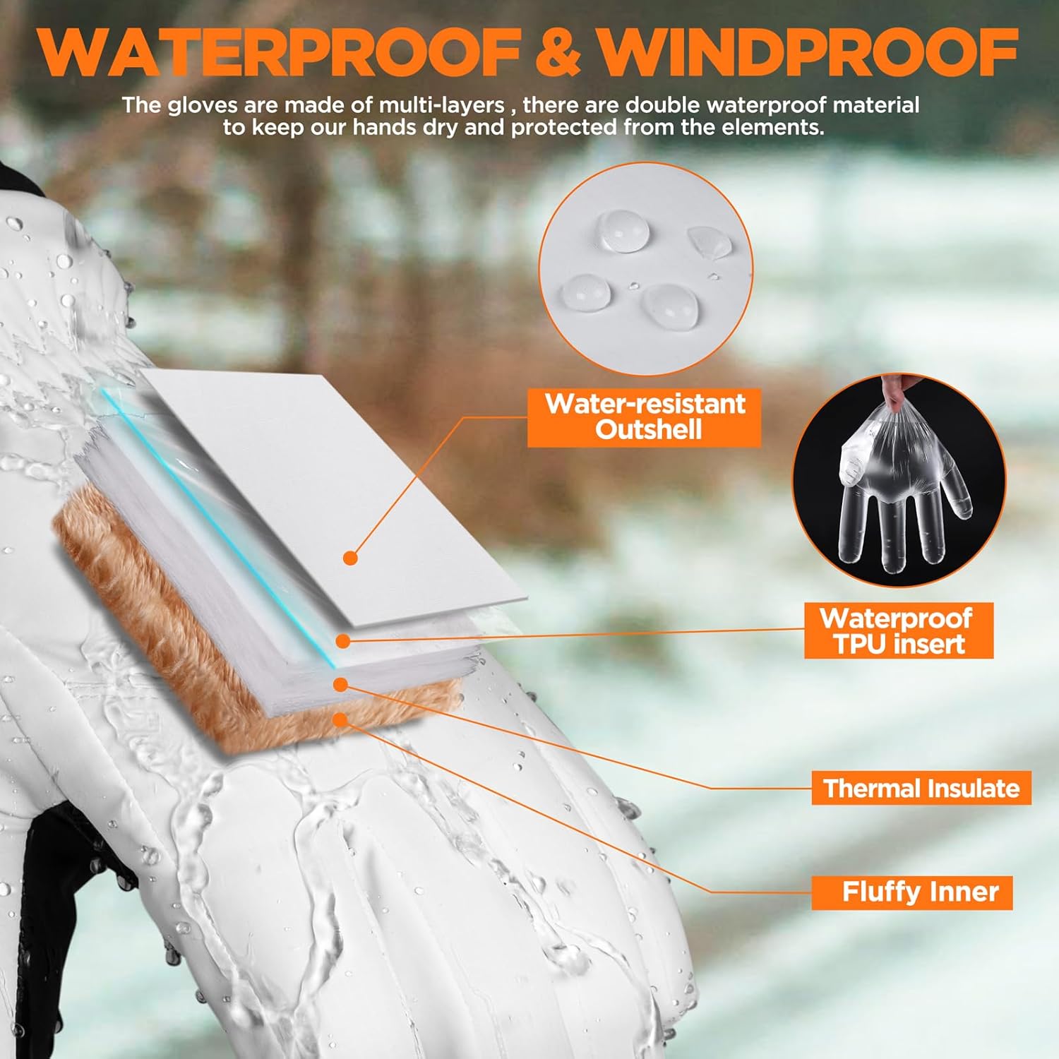 rivmount Winter Waterproof Ski Snow Warm Gloves for Women Men, Windproof Cold Weather Thermal with Touchscreen Fingers, for Running Driving Cycling Hiking Biking Outdoor Sports Daily Work