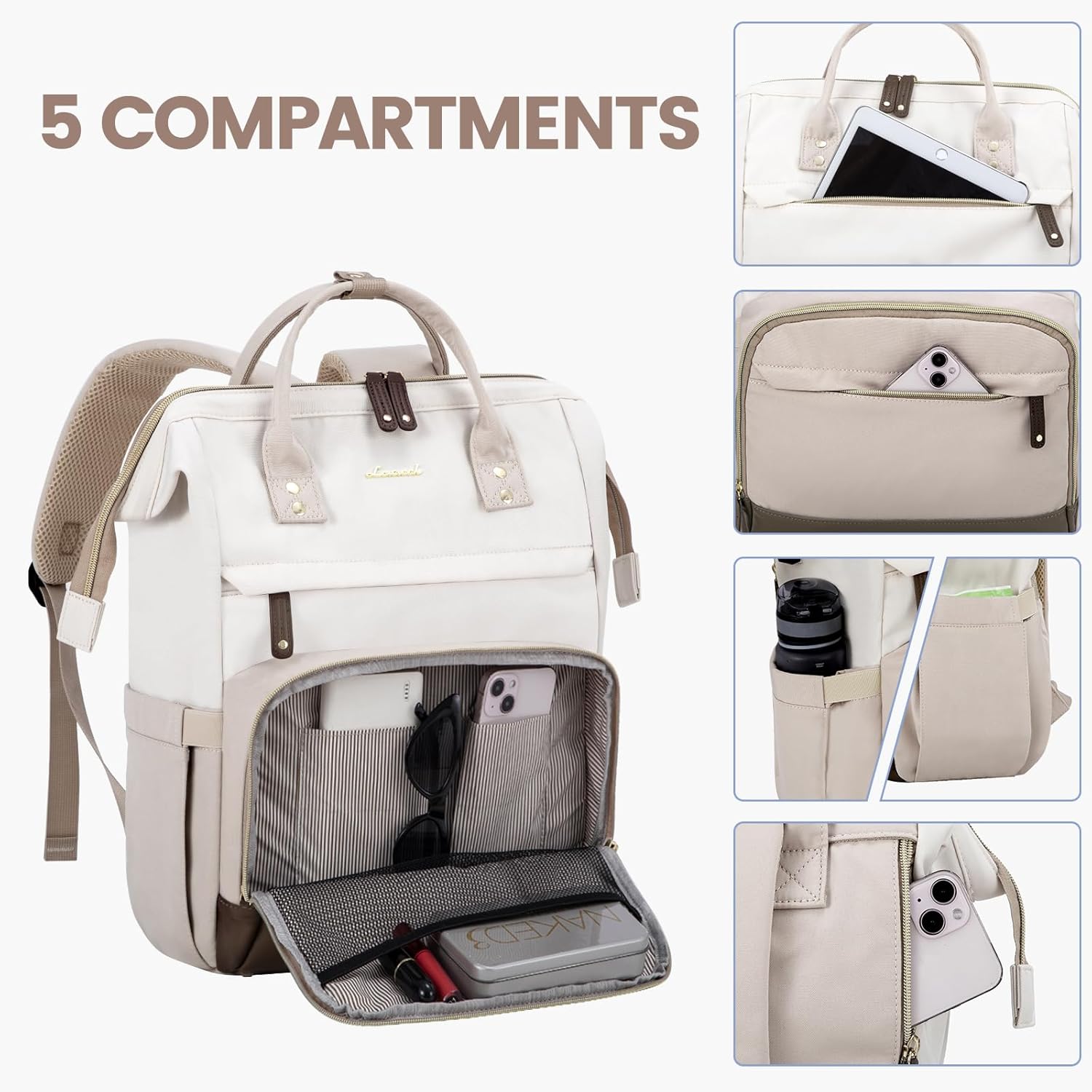 LOVEVOOK Laptop Backpack for Women, 15.6 Inch Work Business Backpacks Purse With Large Capacity, Waterproof Nurse Bag College Bookbag for School, Waterproof Casual Daypack for Travel