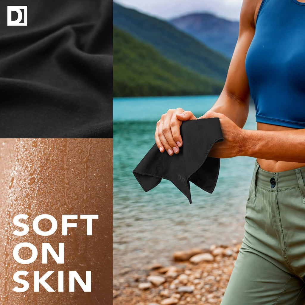 Sweat Absorbing Handkerchiefs - The Original Pocket-Sized Sweat Towels - Quick-Dry Microfiber Sweat Rags for Face, Hands, & Body - Men & Women - Gym, Sports, and Work (Black: 5 Pack)