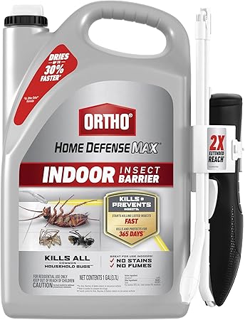 Ortho Home Defense Max Indoor Insect Barrier with Extended Reach Comfort Wand, Kills Ants, Roaches, Spiders, Fleas and Ticks, 1 gal.