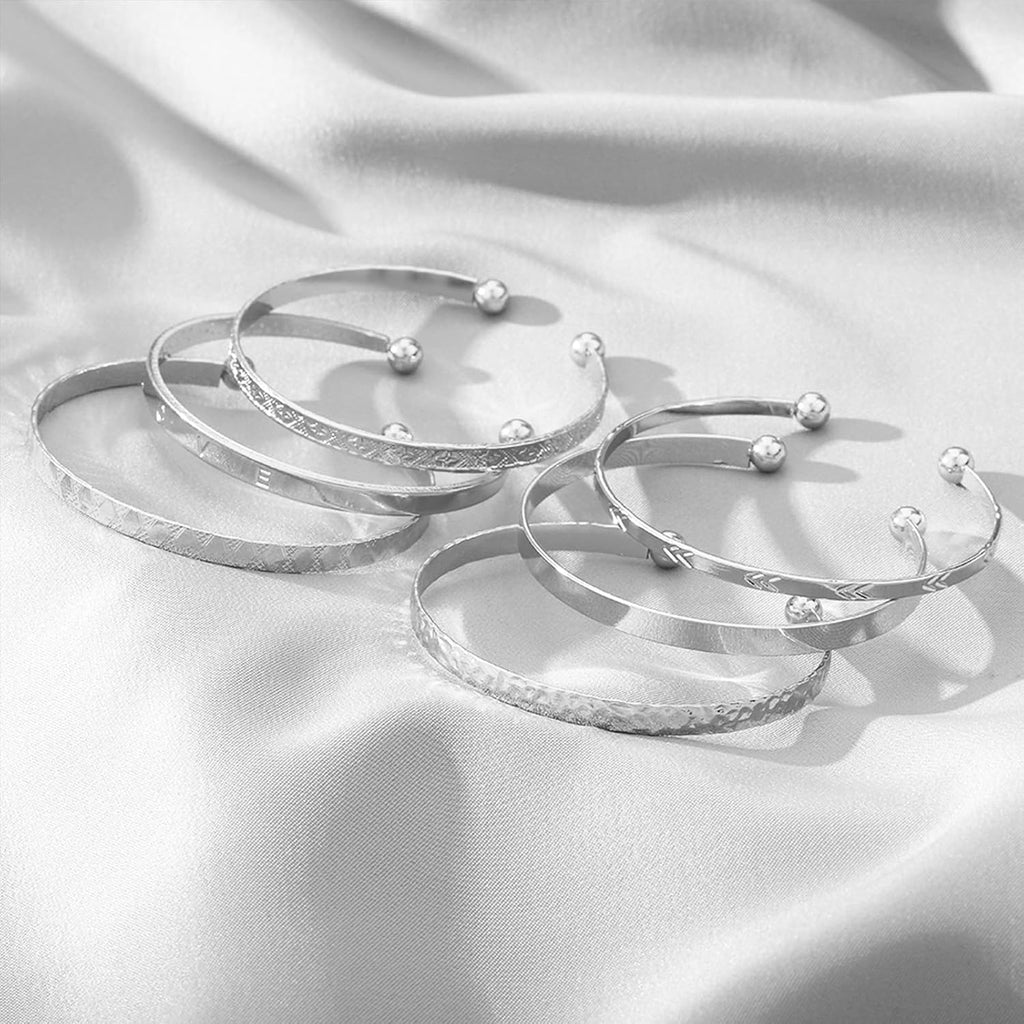 IFKM Gold Bangle Bracelets For Women, 14k Gold Plated Multi Layer Stackable Cuff Bracelet Set, Trendy Elegance Charms Non Tarnish Minimalist Textured Boho Jewelry Gift for Women