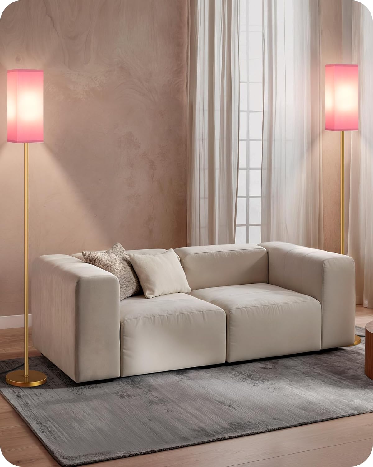 64.6" Floor Lamp, Pole with Foot Switch, Modern Standing Lamp Lampshade, Minimalist Freestanding Lamp (Bulb Not Included), for Living Room, Bedroom Office ETL Listed, Black and Beige E07LD05