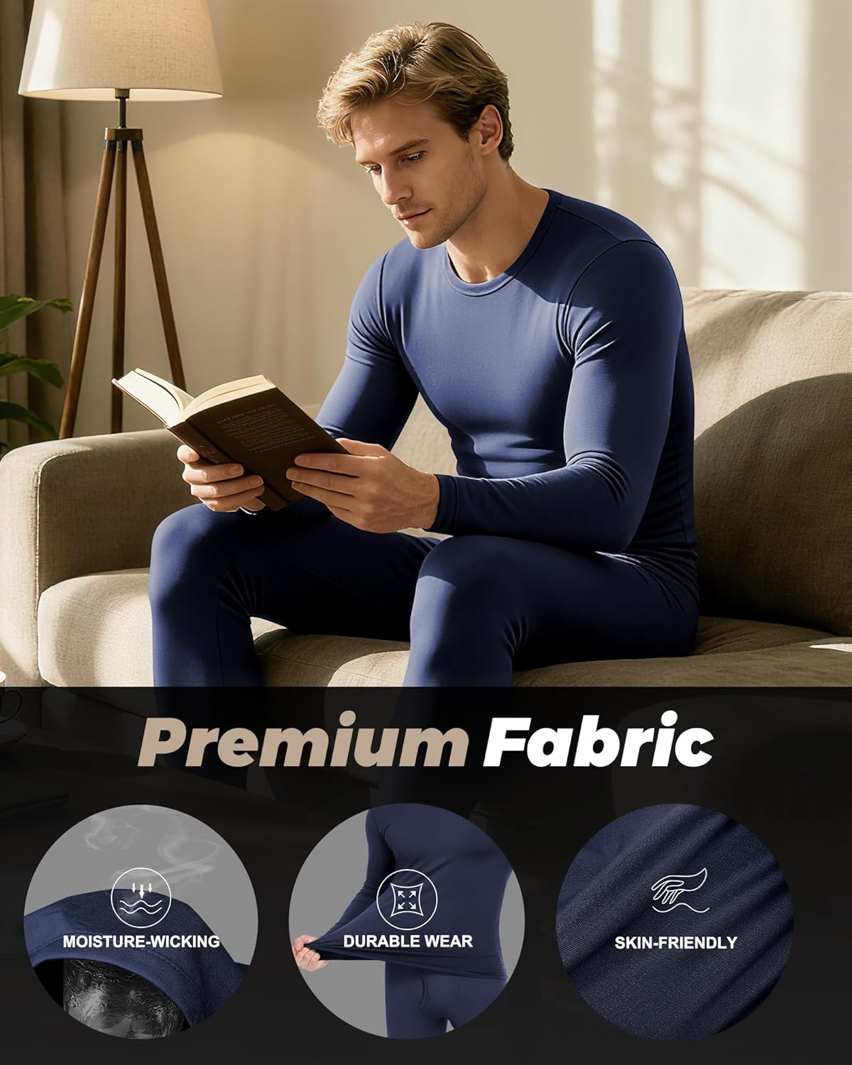 WEERTI Thermal Underwear for Men Long Johns with Fleece Lined Base Layer Men Cold Weather Top Bottom