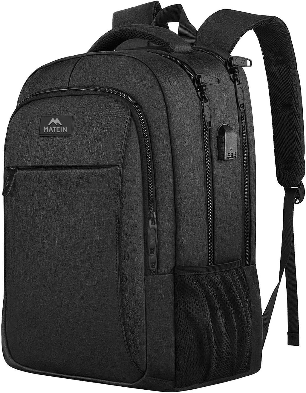 MATEIN Travel Laptop Backpack, Business Anti Theft Slim Sturdy Laptops Backpack with USB Charging Port, Water Resistant College School Computer Bag Gift for Men & Women Fits 15.6 Inch Notebook, Grey