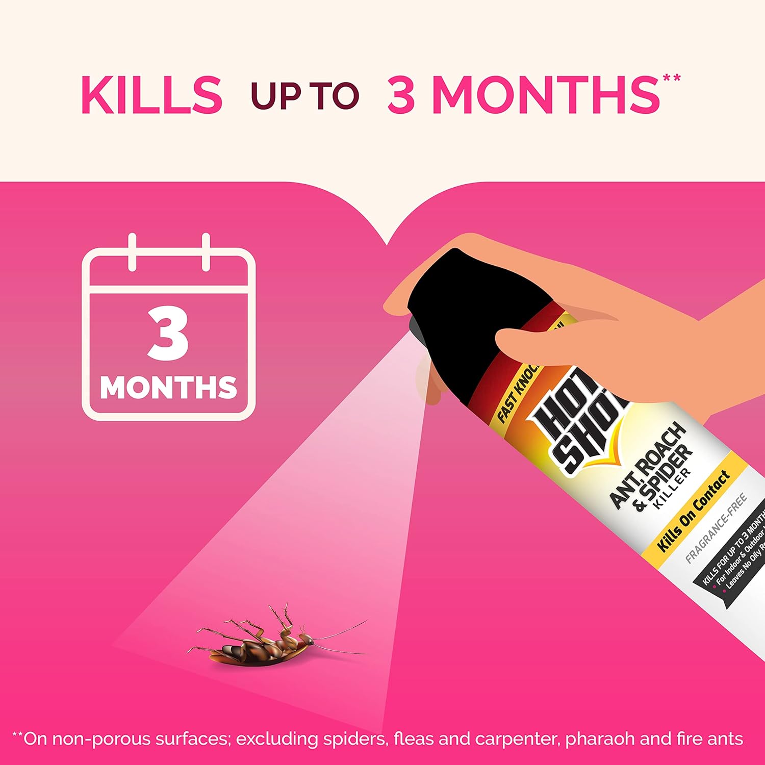 Hot Shot Ant, Roach & Spider Killer, Kills Insects Indoors and Outdoors, Kills Roaches and Listed Ants on Contact, Insecticide Spray, 17.5 Ounce (Crisp Linen)