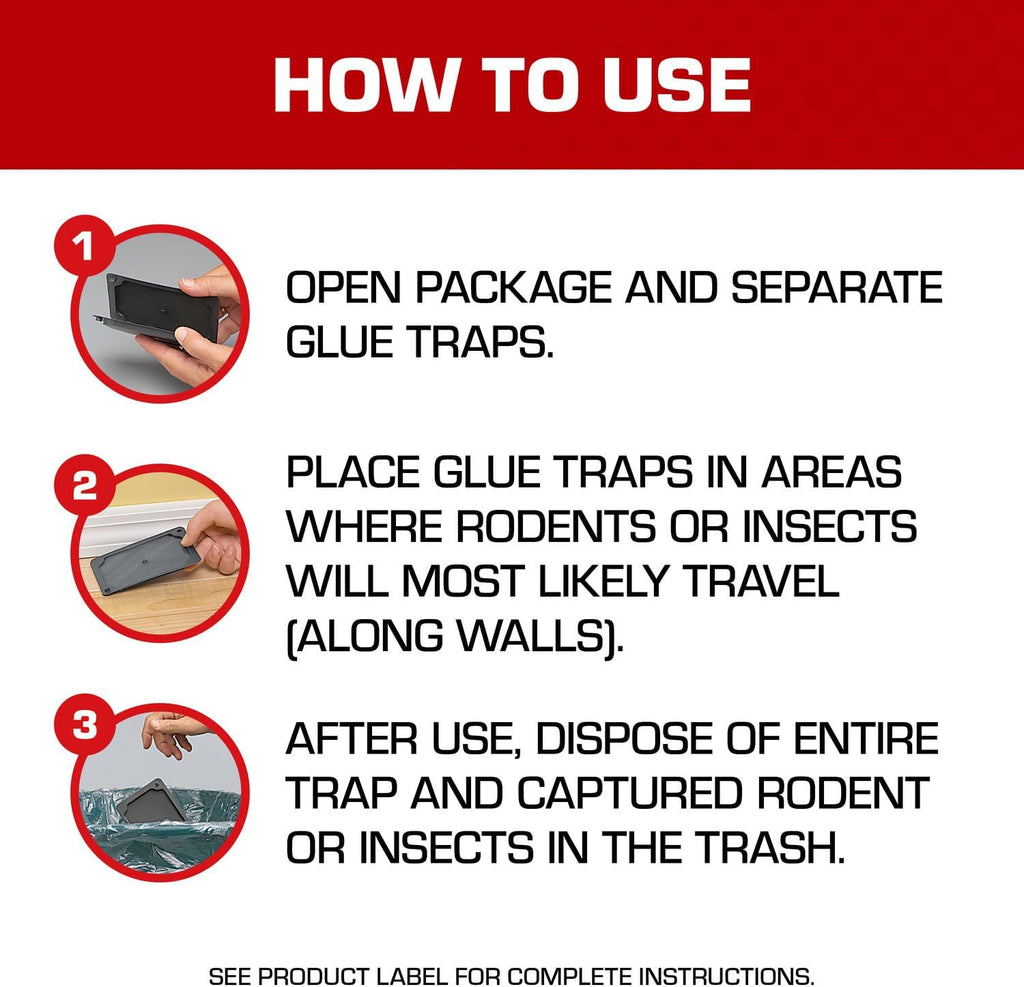 Tomcat Glue Traps Mouse Size with Eugenol for Enhanced Stickiness for Mice, Cockroaches, and Spiders, 6 Traps