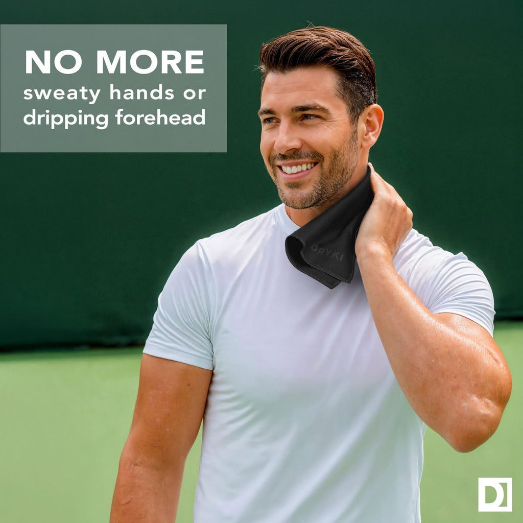 Sweat Absorbing Handkerchiefs - The Original Pocket-Sized Sweat Towels - Quick-Dry Microfiber Sweat Rags for Face, Hands, & Body - Men & Women - Gym, Sports, and Work (Black: 5 Pack)