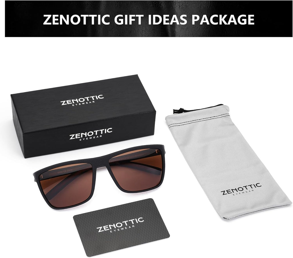 ZENOTTIC Polarized Sunglasses for Men Lightweight TR90 Frame UV400 Protection Square Sun Glasses