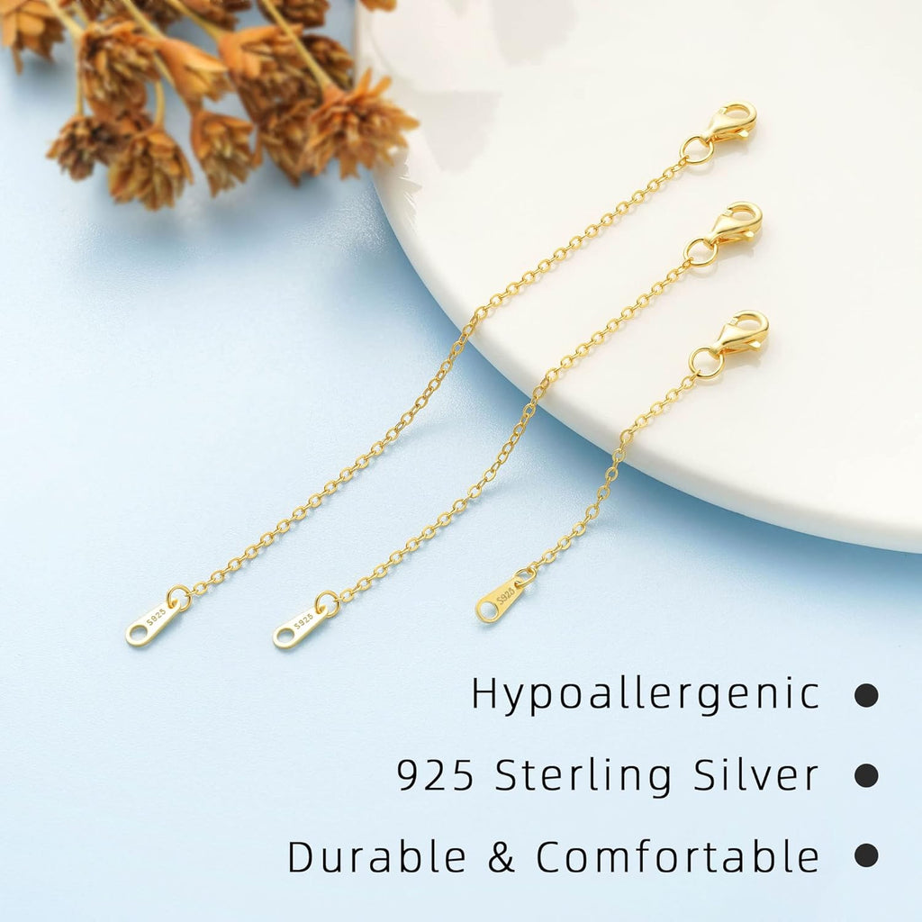 925 Sterling Silver Necklace Extender Sterling Silver Necklace Chain Extenders for Necklaces 2", 3", 4" Inches