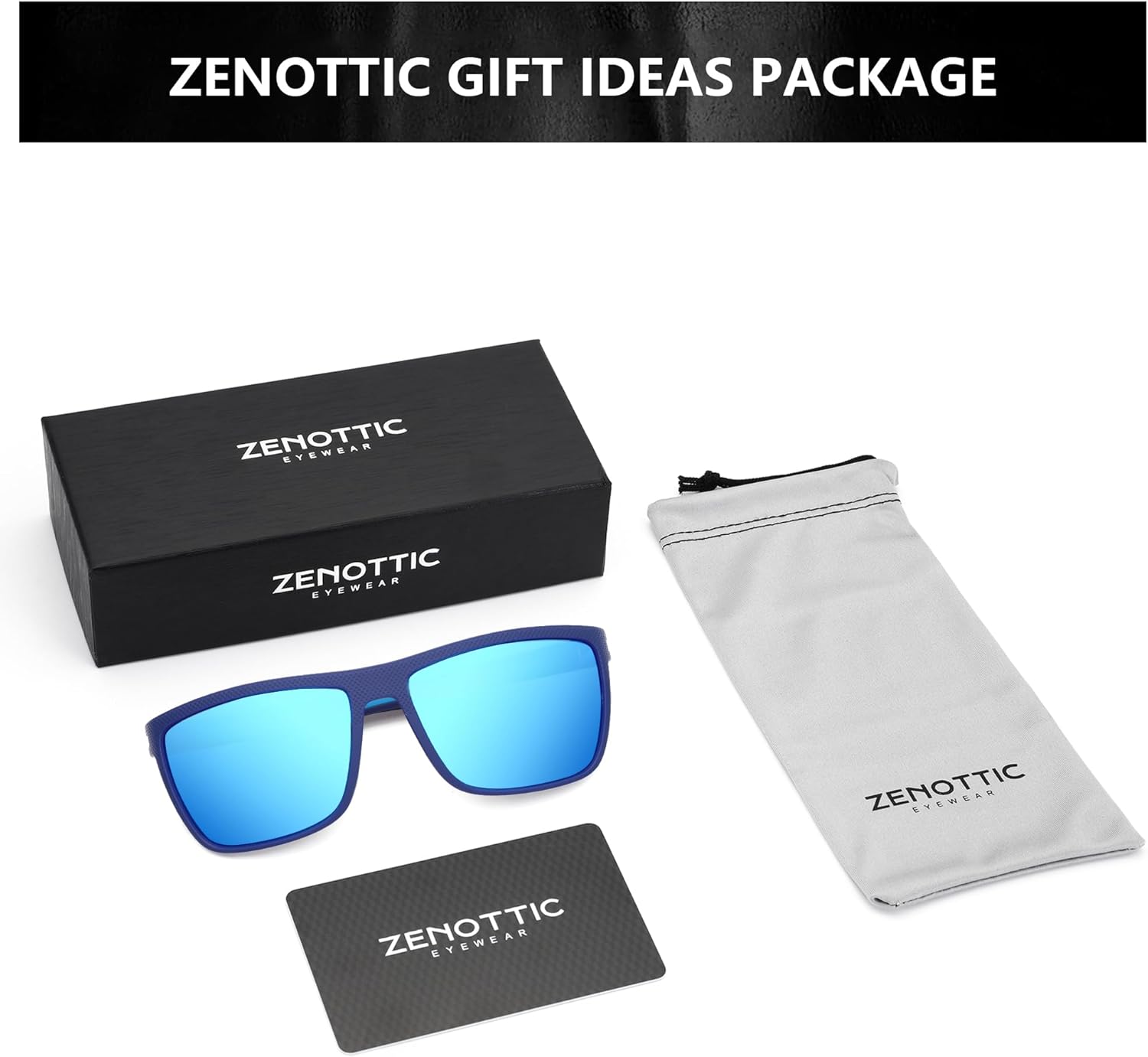 ZENOTTIC Polarized Sunglasses for Men Lightweight TR90 Frame UV400 Protection Square Sun Glasses