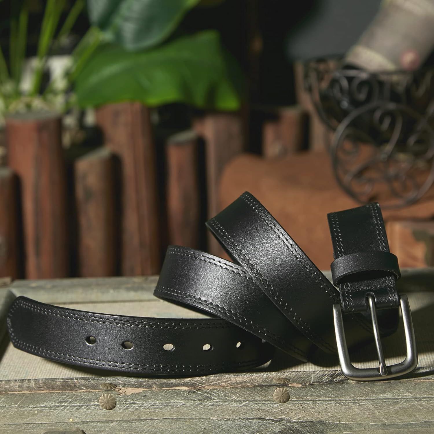 VATAN Men's Genuine Leather Casual Every Day Jeans Belts, Handmade Men Leather Belt with Gift Box