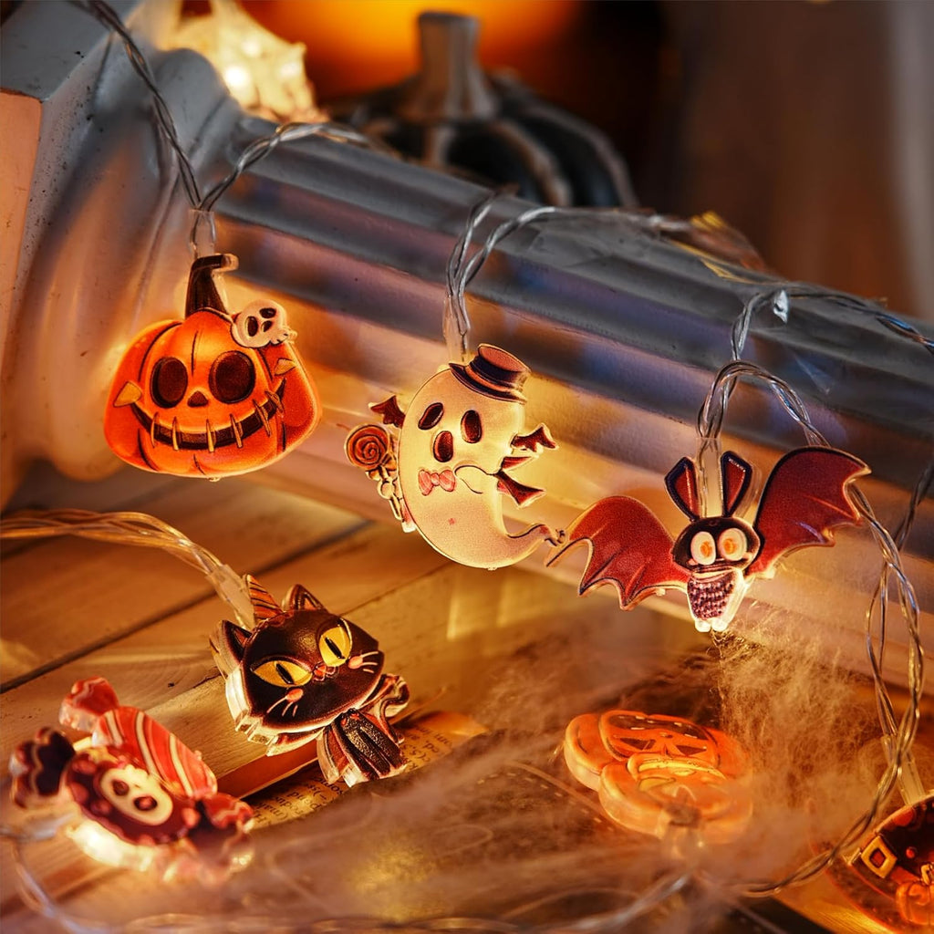 LOLStar Halloween String Lights Decorations, 9.8FT 20 LED Halloween Fairy Lights, Battery Operated (Not Included) with Timer Function and 8 Flashing Modes, Cute Booday Lights 2025 Home Indoor Decor