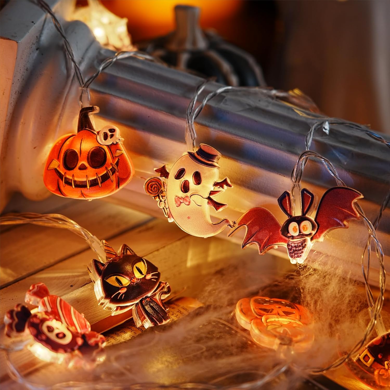 LOLStar Halloween String Lights Decorations, 9.8FT 20 LED Halloween Fairy Lights, Battery Operated (Not Included) with Timer Function and 8 Flashing Modes, Cute Booday Lights 2025 Home Indoor Decor