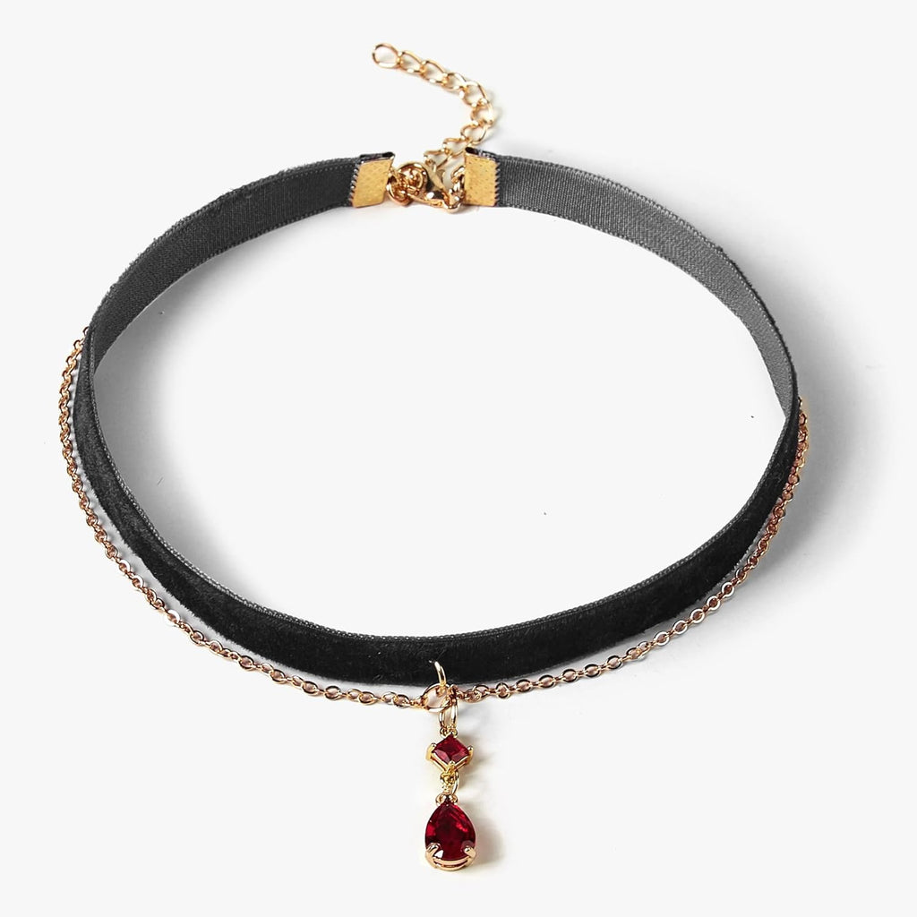 Fesciory Black Necklaces for Women, Adjustable Layered Velvet Leather Lace Collar Necklace, Goth Jewelry Gifts.