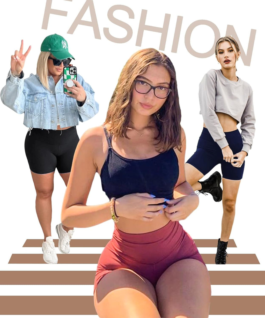 FULLSOFT High Waisted Biker Shorts for Women-5" Tummy Control Fitness Athletic Workout Running Yoga Gym Shorts