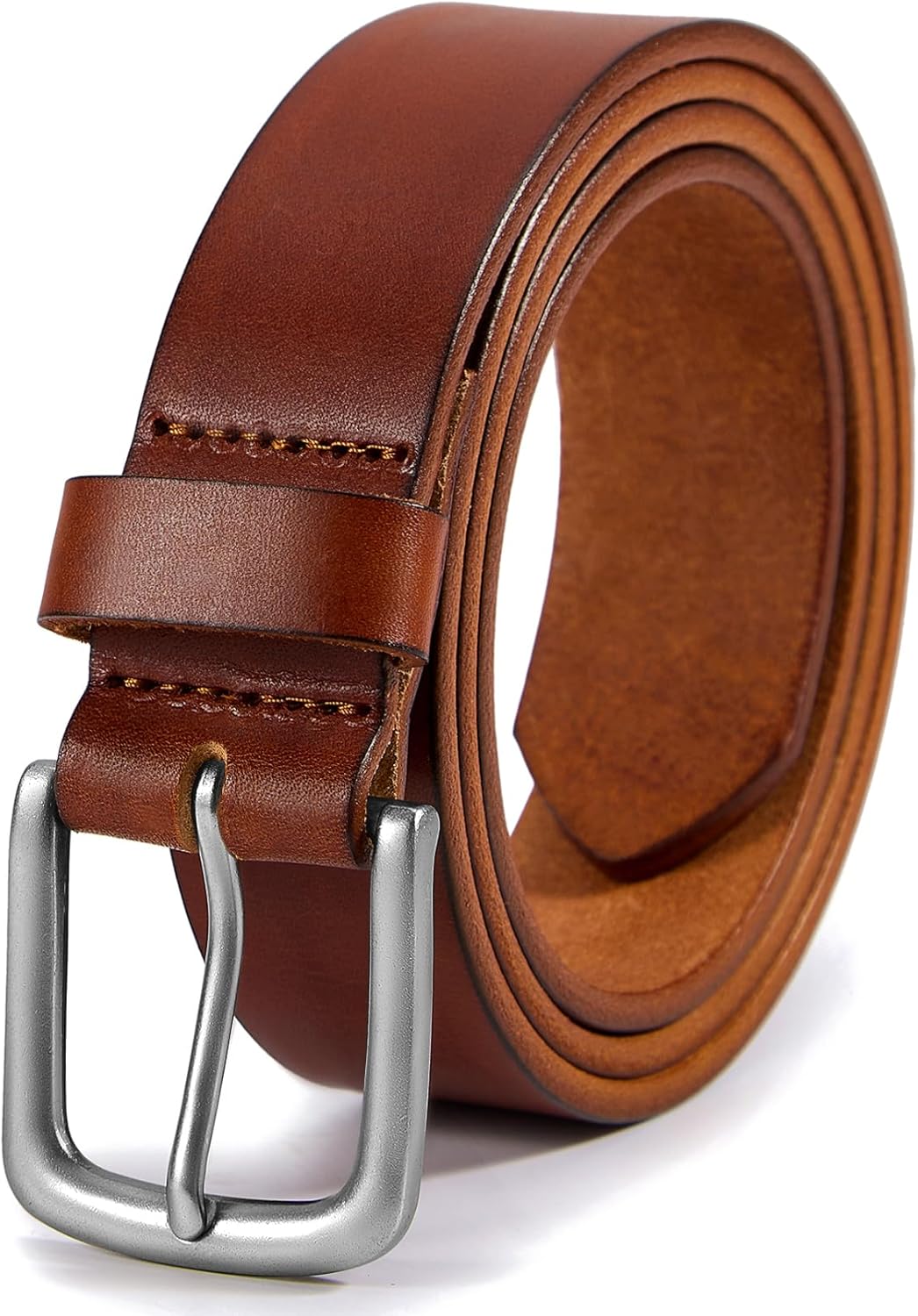 VATAN Men's Genuine Leather Casual Every Day Jeans Belts, Handmade Men Leather Belt with Gift Box
