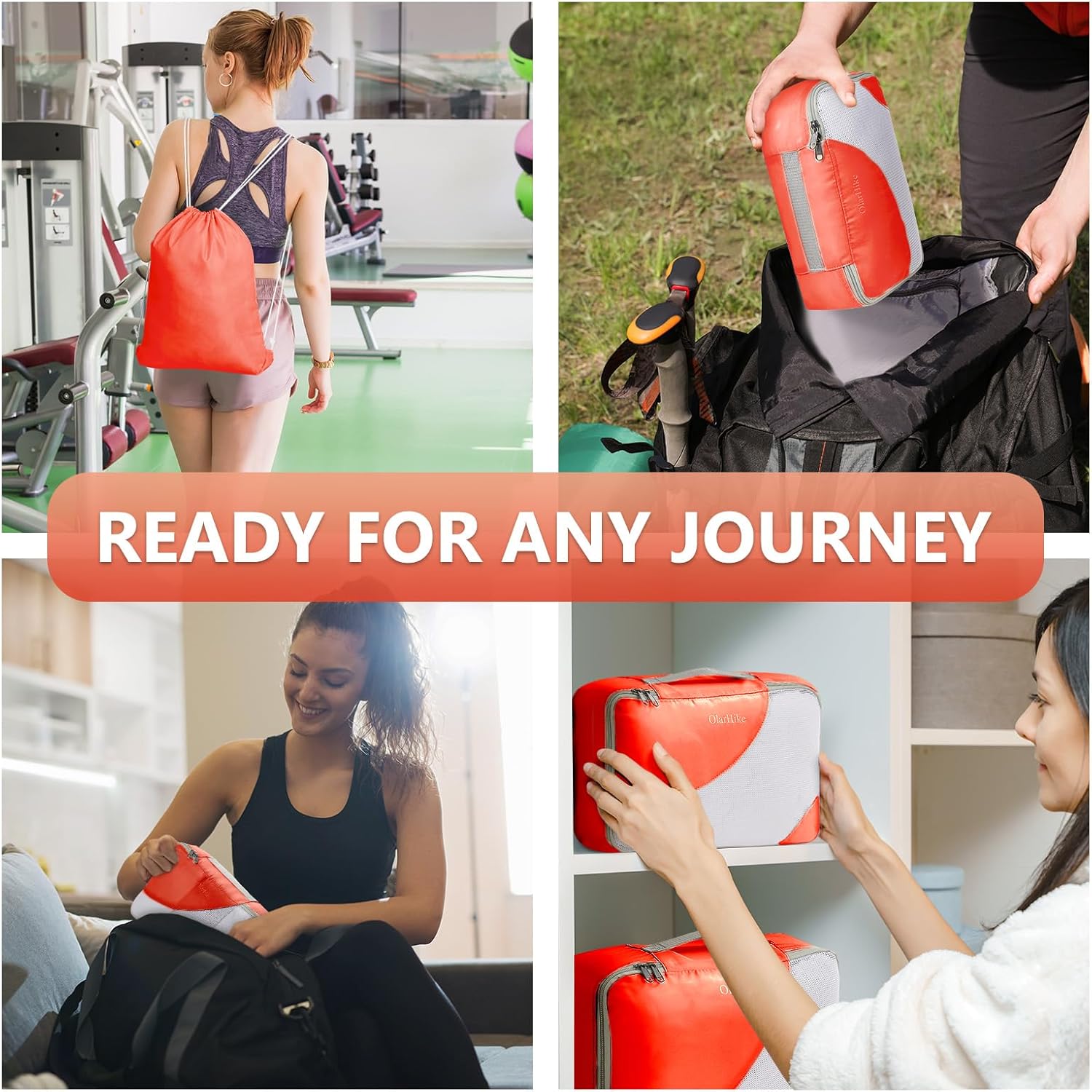 10 Set/8 Set Packing Cubes for Travel, Gifts for Women Mom,Anti-Tearing Suitcase Organizer for Luggage with Shoe & Hanging Toiletry Bag,OlarHike Vacation Essentials & Accessories for Cruise Ship,Cream