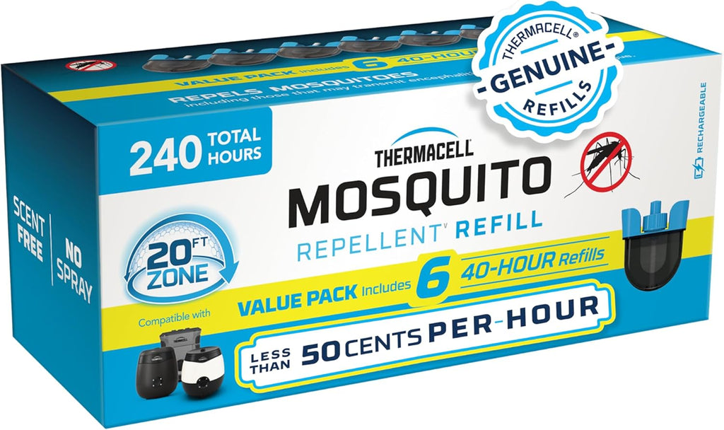 Thermacell Rechargeable Mosquito Repeller Refills; Advanced Repellent Formula Provides 20 Foot Protection Zone; Compatible with Thermacell E-Series & Radius Only; No DEET, Spray or Flame
