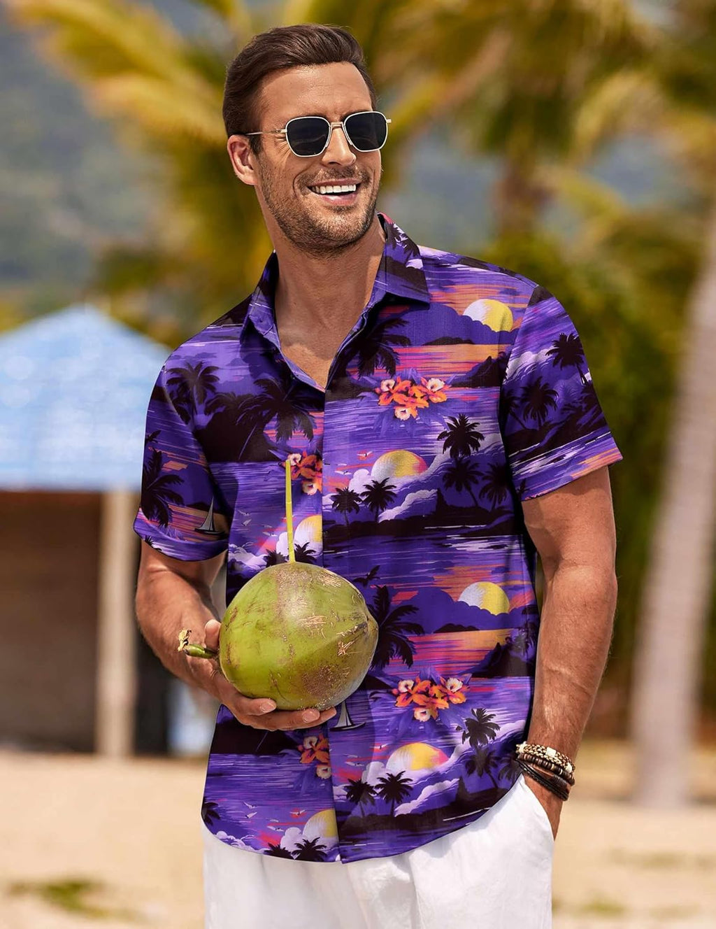 COOFANDY Men's Linen Shirts Short Sleeve Casual Shirts Button Down Shirt for Men Beach Summer Wedding Shirt