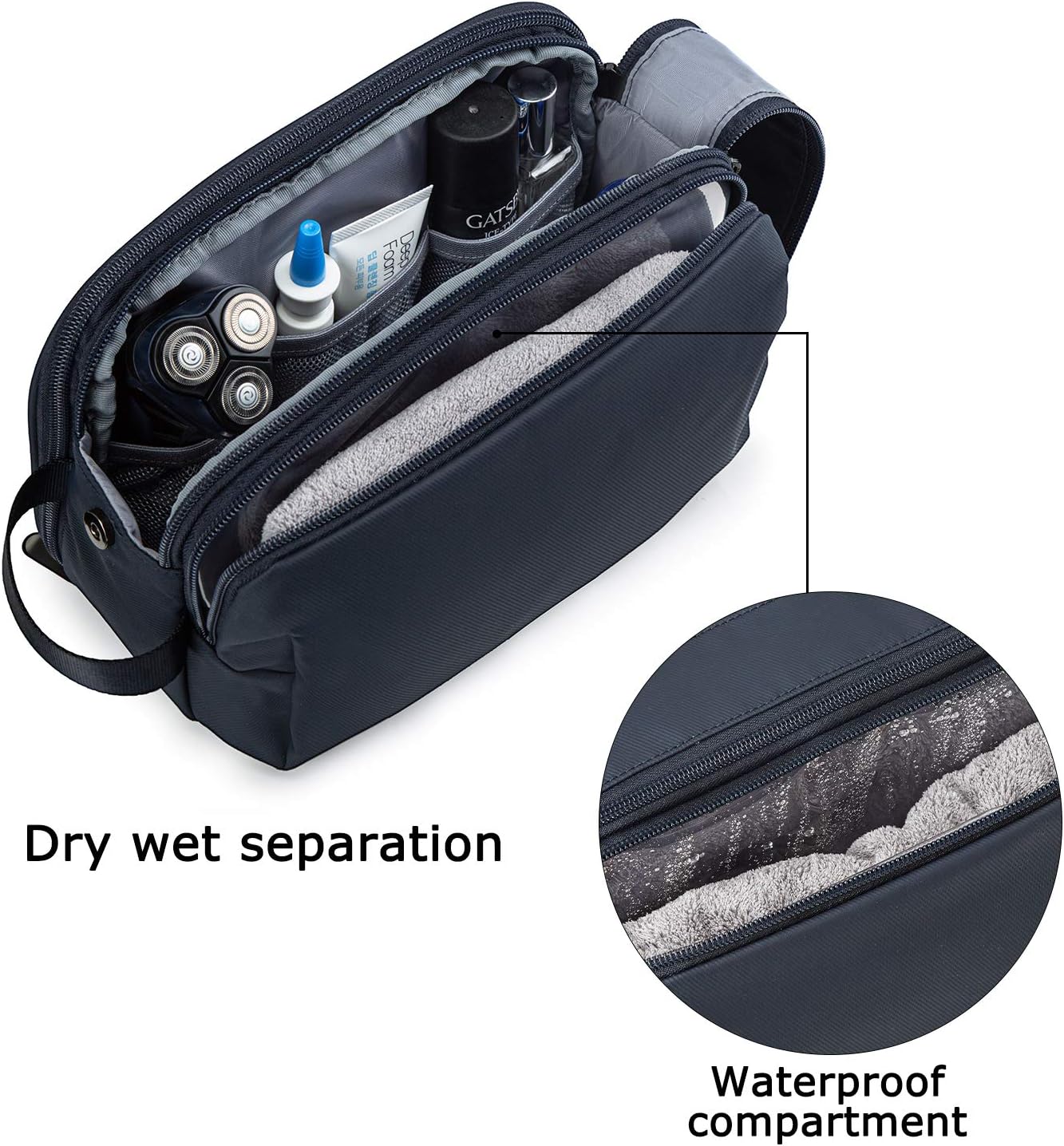 BAGSMART Toiletry Bag for Men, Travel Toiletry Organizer Dopp Kit Water-resistant Shaving Bag for Toiletries Accessories, Door Room Essentials, Black-medium