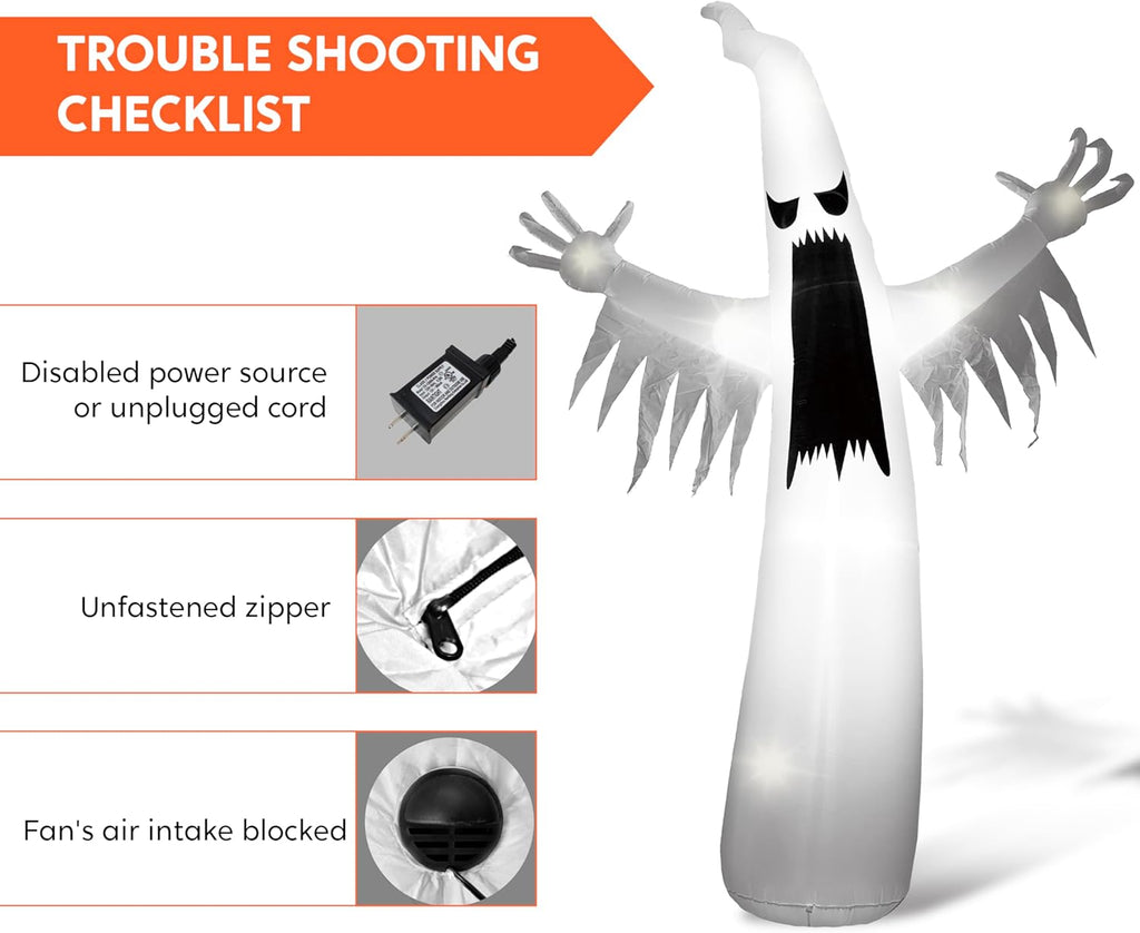 Joiedomi 12 FT Halloween Inflatables Outdoor Decorations, Scary Ghost Halloween Decor, Inflatable Ghost Blow Ups for Yard with LEDs for Outside Yard Decorations