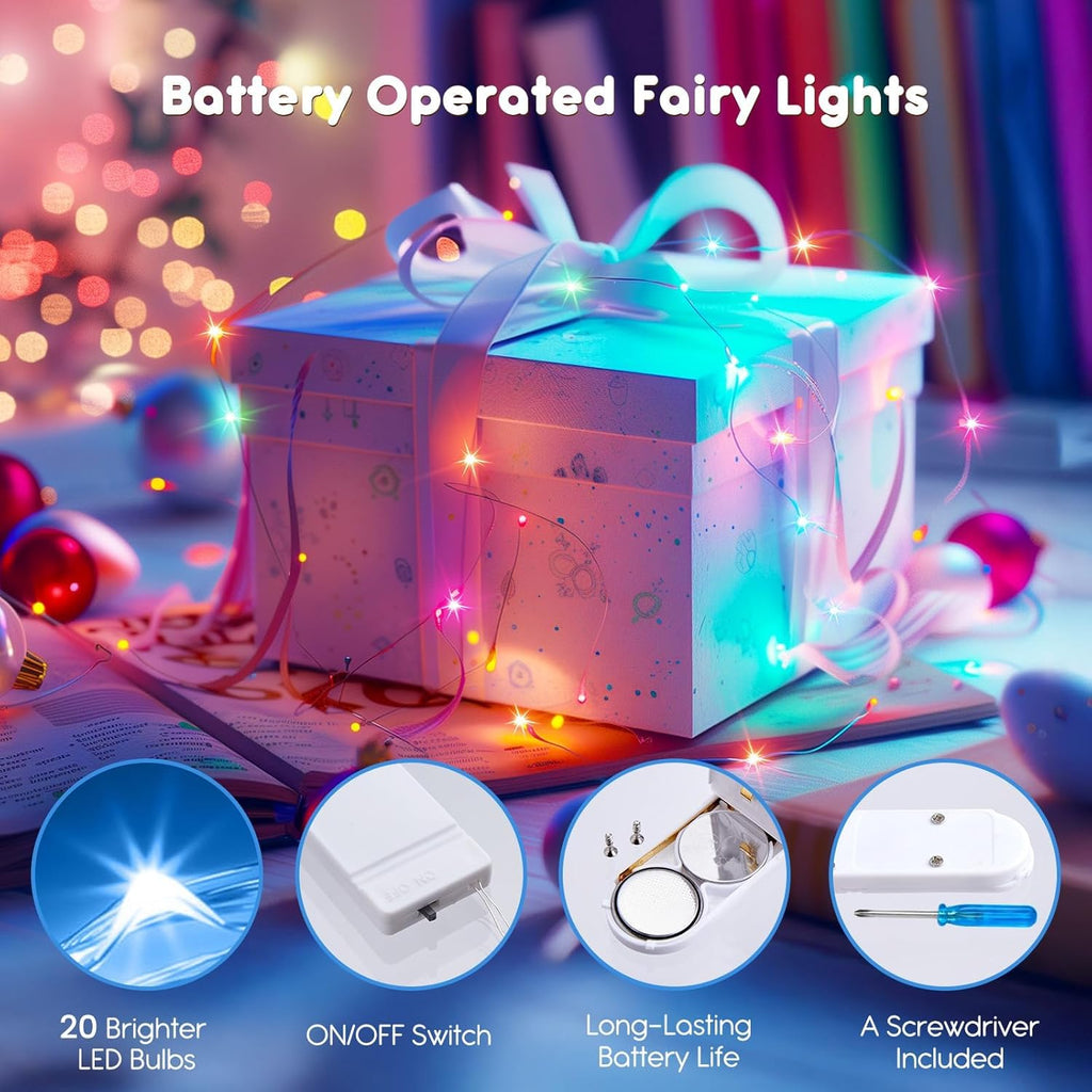 Brightown 12 Pack LED Fairy Lights Battery Operated String Lights - 7ft 20LED Waterproof Silver Wire Firefly Starry Moon Lights for DIY Crafts Wedding Table Centerpieces Party Bedroom Christmas