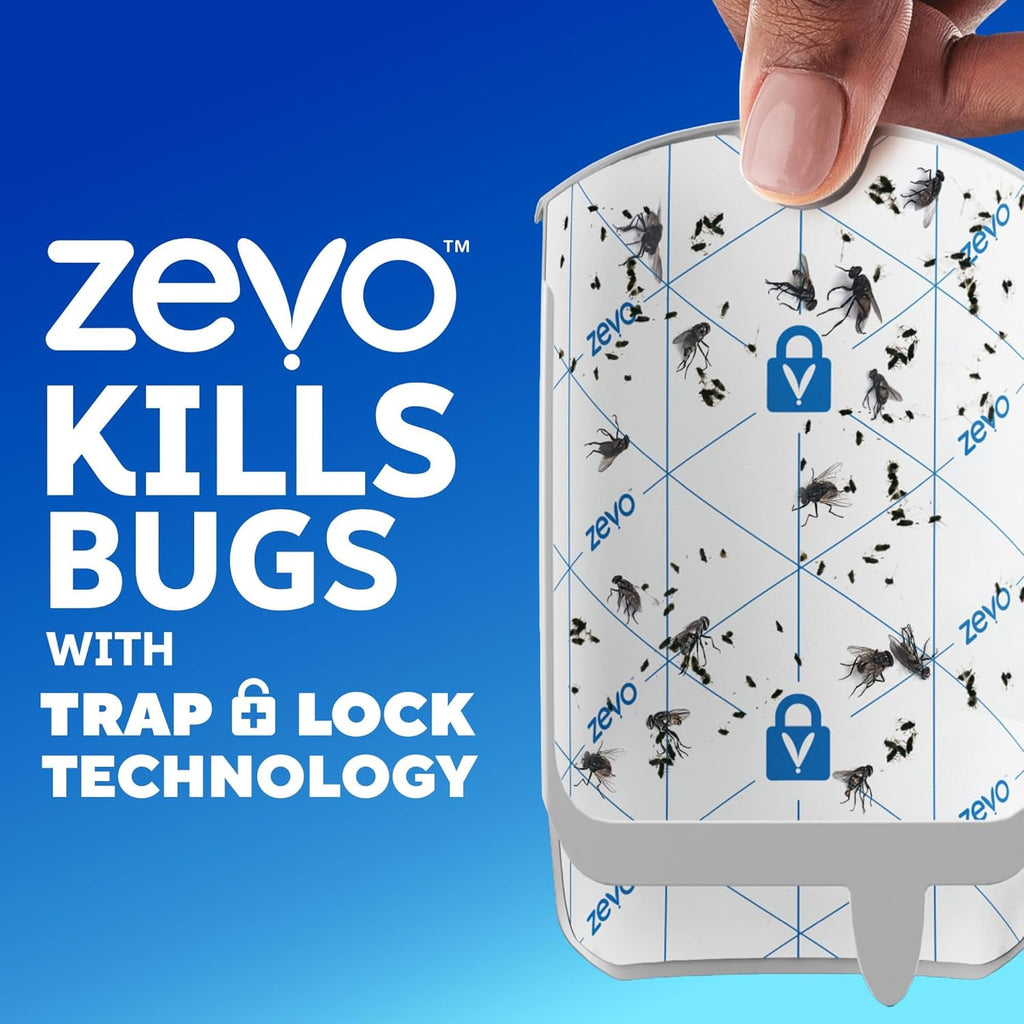 Zevo 2 Flying Insect Traps & 2 Refill Cartridges - Plug in Fly Trap & Indoor Bug Catcher for Gnats, House & Fruit Flies - Blue & UV Light Technology, Mess-Free Alternative to Bug Zapper