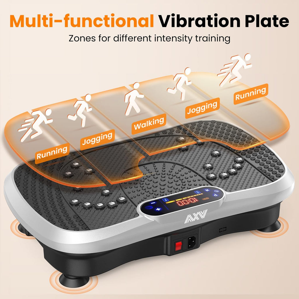 AXV Vibration Plate Fitness Platform Exercise Machine Vibrating Shaking Full Body Shaker Workout Vibrate Stand Shake Board Sport Gym for Weight Loss Fat Burner for Women Men
