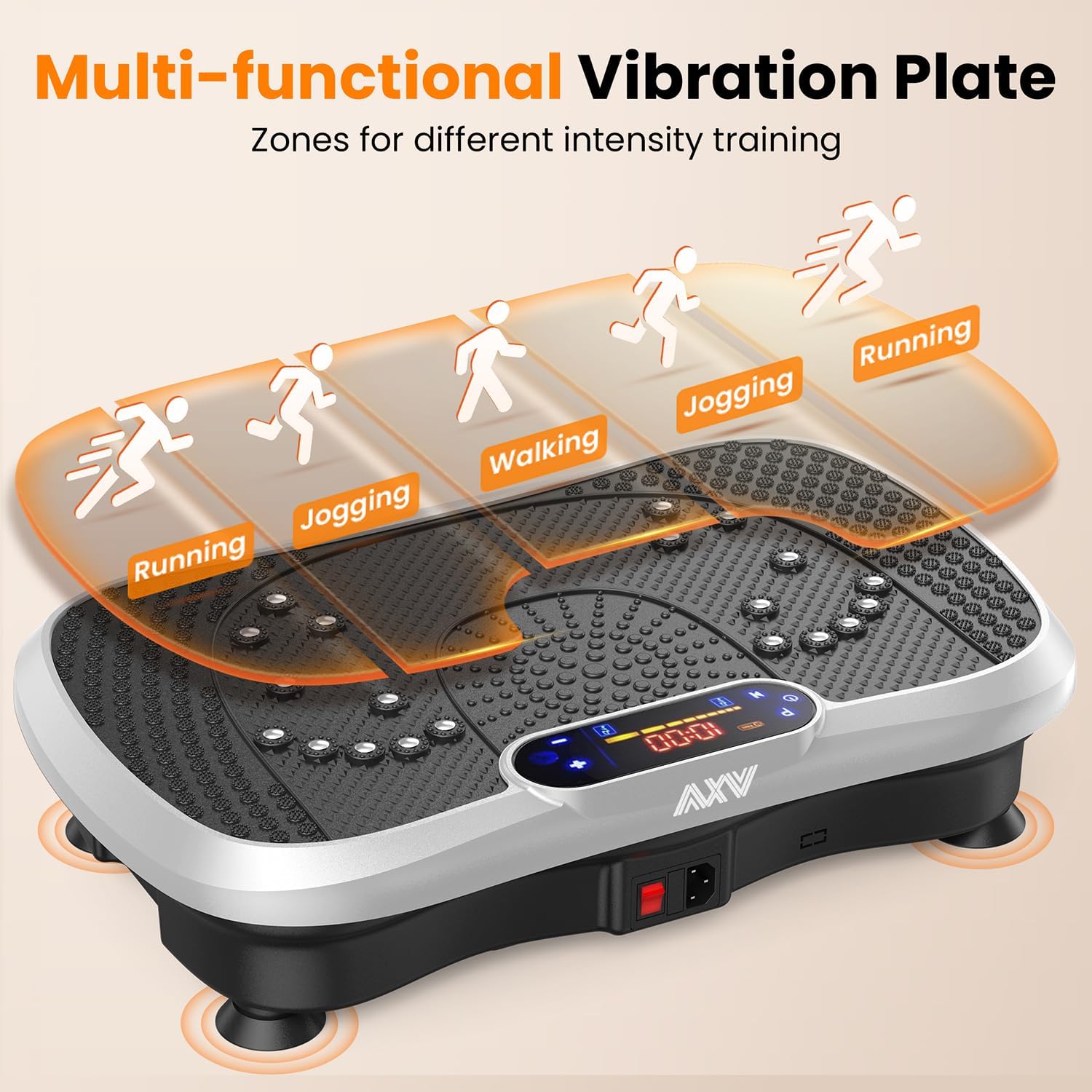 AXV Vibration Plate Fitness Platform Exercise Machine Vibrating Shaking Full Body Shaker Workout Vibrate Stand Shake Board Sport Gym for Weight Loss Fat Burner for Women Men