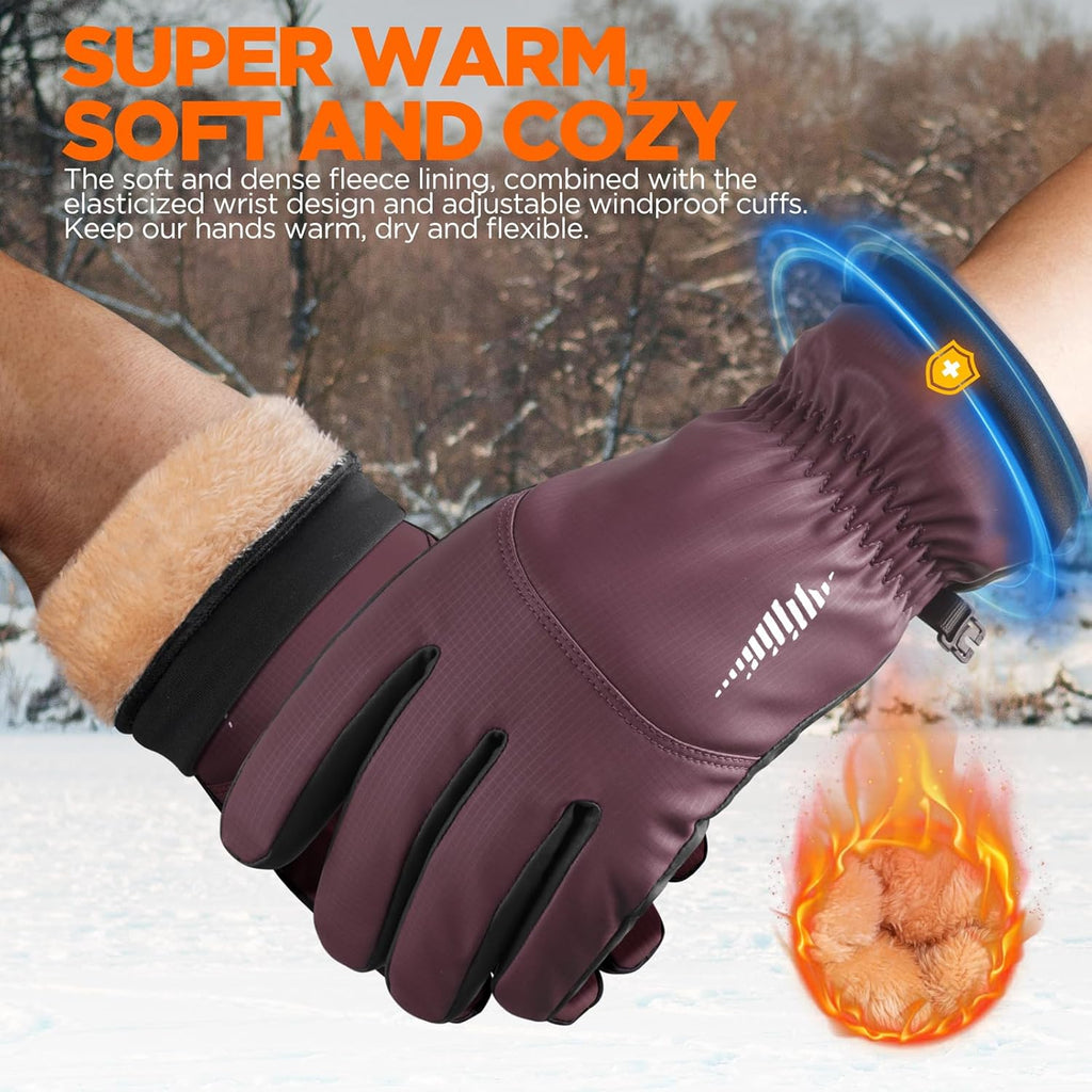 rivmount Winter Waterproof Ski Snow Warm Gloves for Women Men, Windproof Cold Weather Thermal with Touchscreen Fingers, for Running Driving Cycling Hiking Biking Outdoor Sports Daily Work
