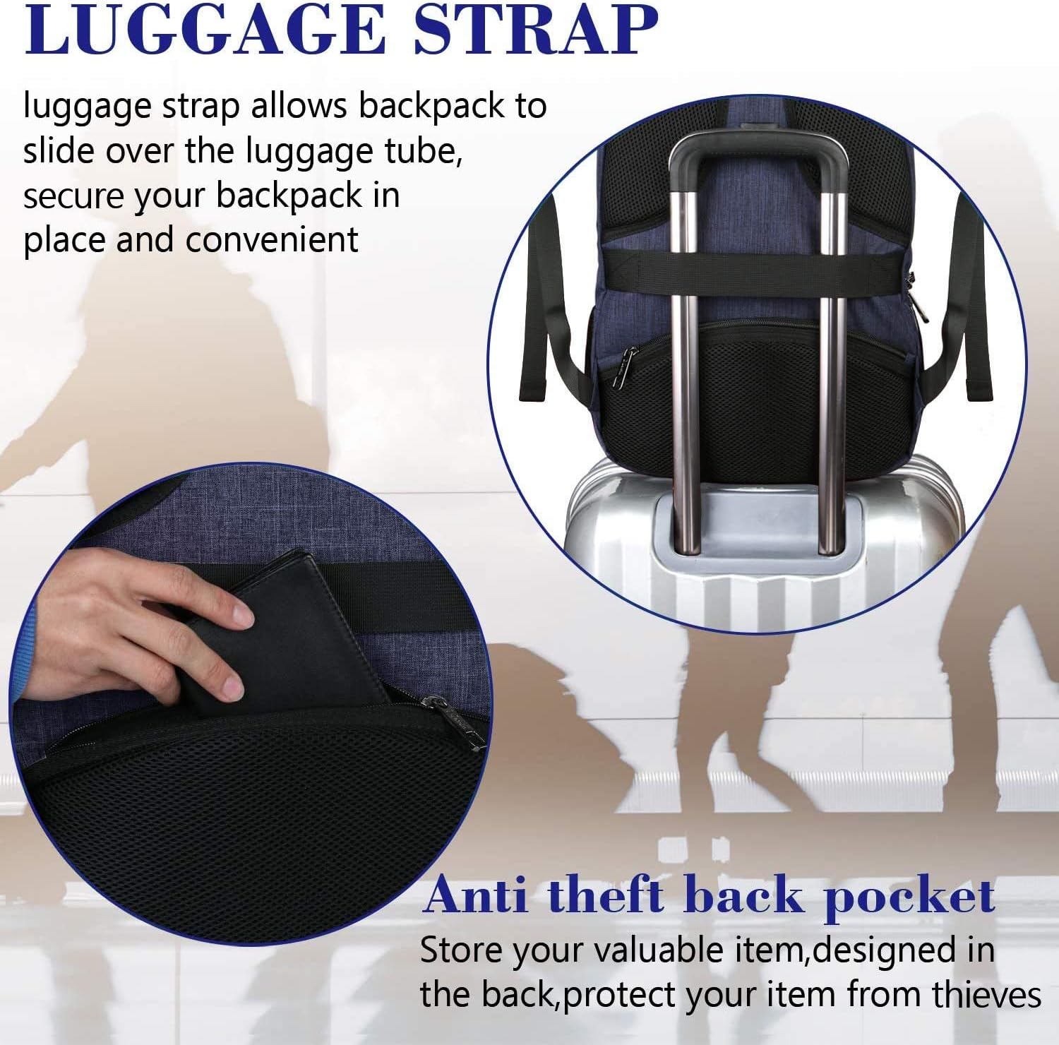 MATEIN Travel Laptop Backpack, Business Anti Theft Slim Sturdy Laptops Backpack with USB Charging Port, Water Resistant College School Computer Bag Gift for Men & Women Fits 15.6 Inch Notebook, Grey