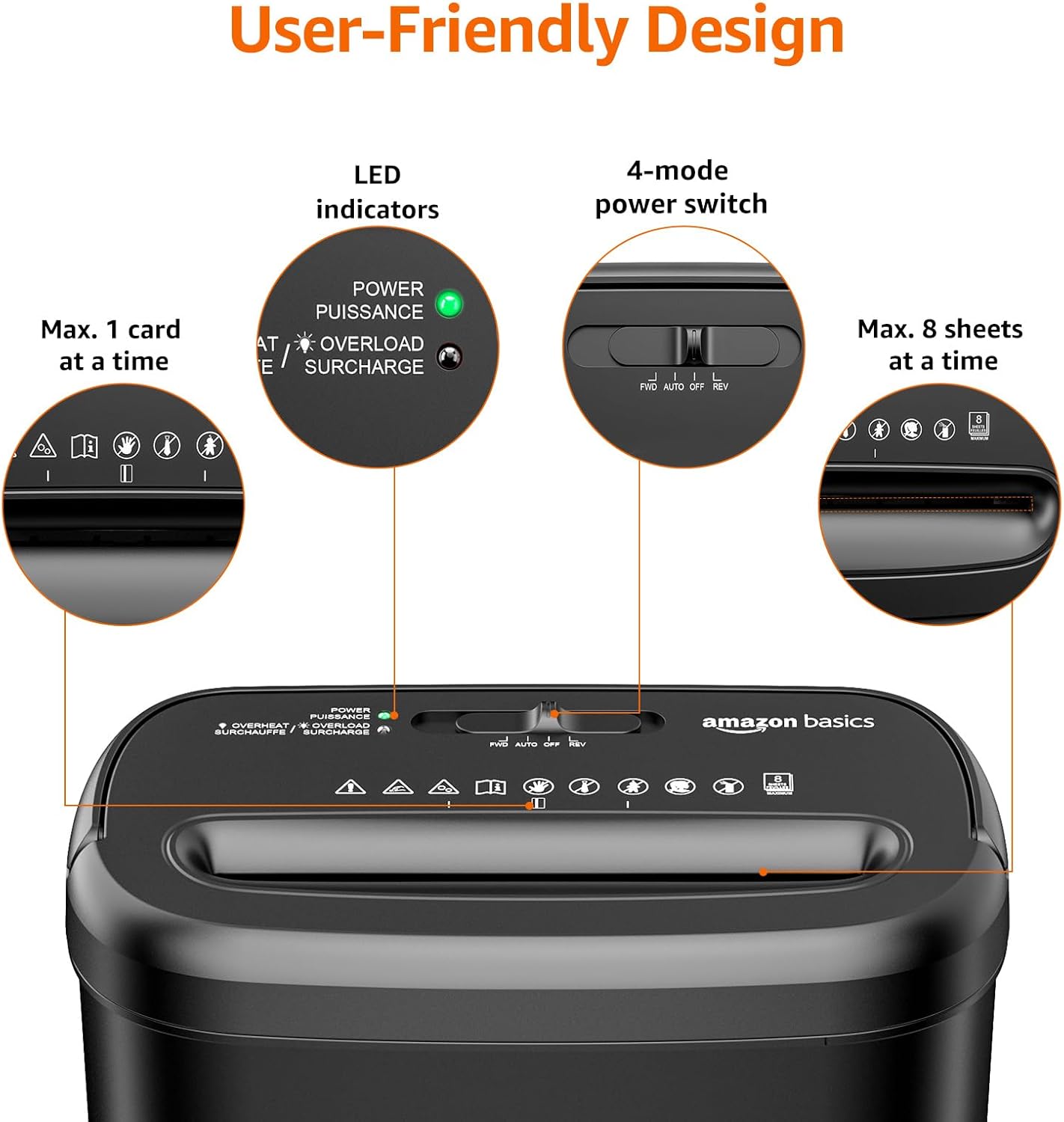 Basics 8-Sheet Cross Cut Paper Shredder and Credit Card Shredder - Black