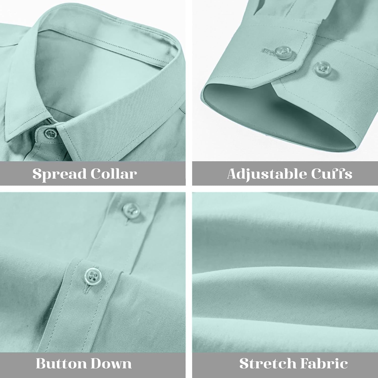 BEILU Stretch Mens Slim Fit Dress Shirts Formal Long Sleeve Button Down Shirts