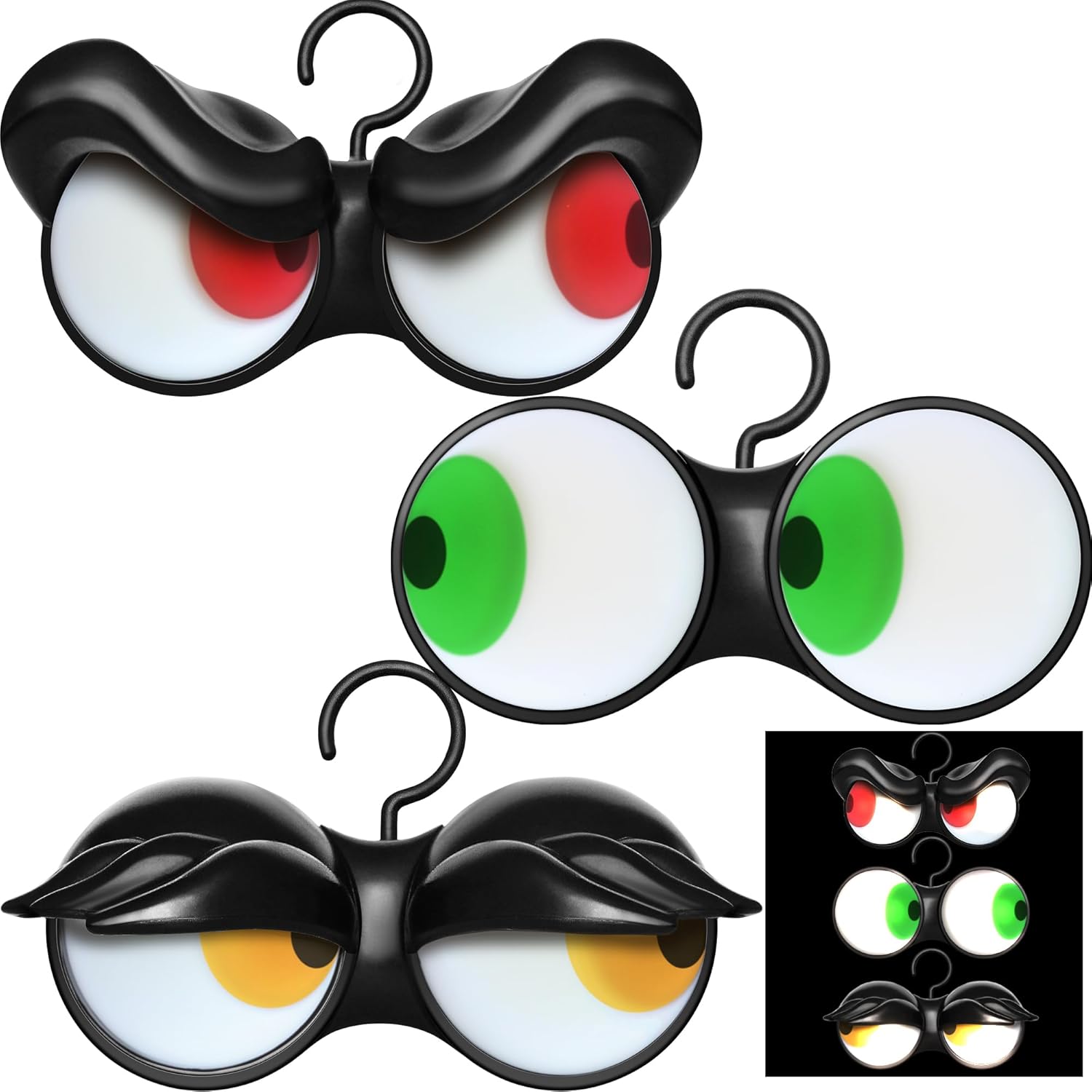 Joiedomi 3 Pack Halloween Decorations Indoor Flashing Peeping Eyes Lights with Timer, Halloween Glowing Decorations Outdoor Party Supplies, Spooky Animated Lights Eyes Decor for Yard Lawn Garden