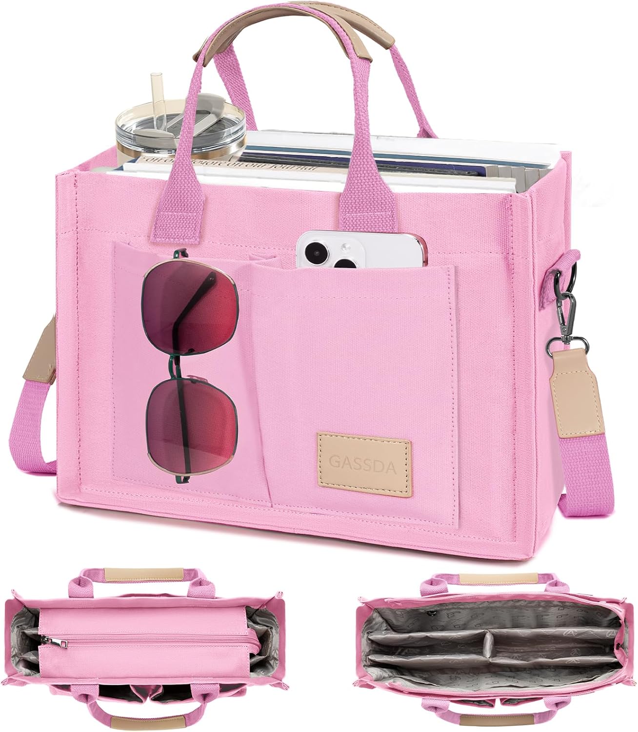 Tote Bags for Women Canvas Tote Purse Crossbody with Pockets Top Handle Shoulder Satchel Bag for Women