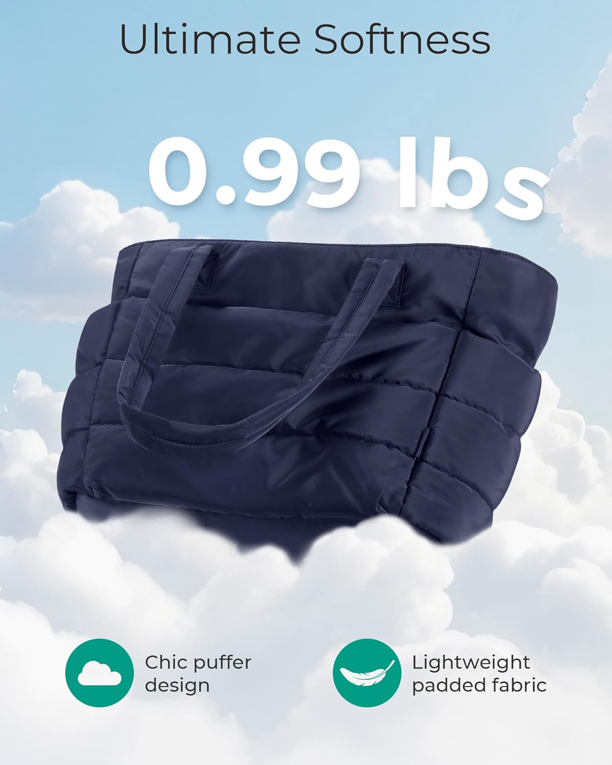 BAGSMART Tote Bag for Women, Lightweight Puffy Tote Bag with Compartments Shoulder Bag Handbag for Travel, Work, Gym